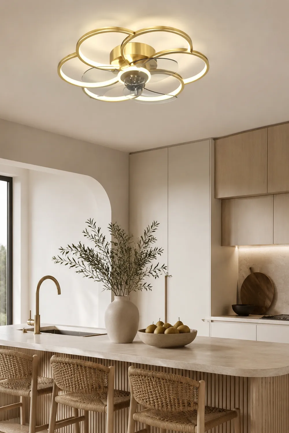 Arisha Deckenventilator mit Beleuchtung, 2 Farben, 4 Stile, ∅51/56/61cm - Lumpaz