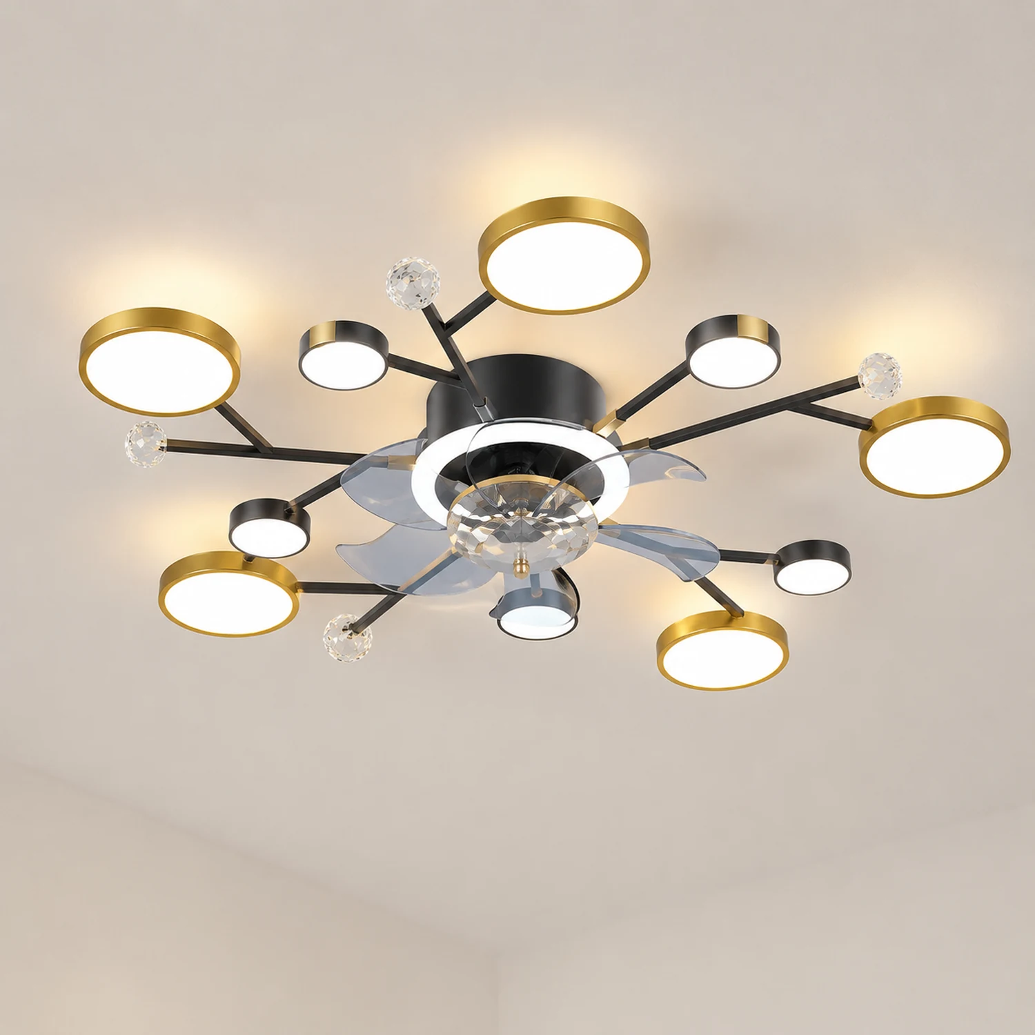 Weiss Deckenventilator mit Beleuchtung, 2 Farben, 62/88/107CM Lang - Lumpaz