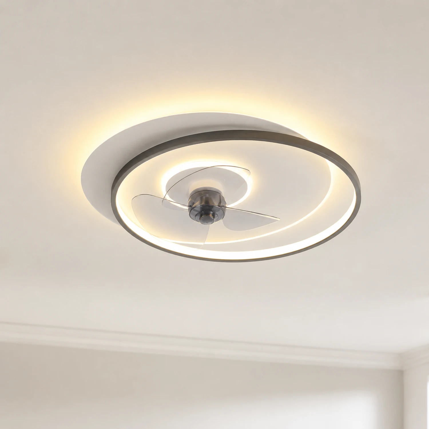 Arisha Deckenventilator mit Beleuchtung 2-Ring, 2 Farben, ∅46/56CM - Lumpaz