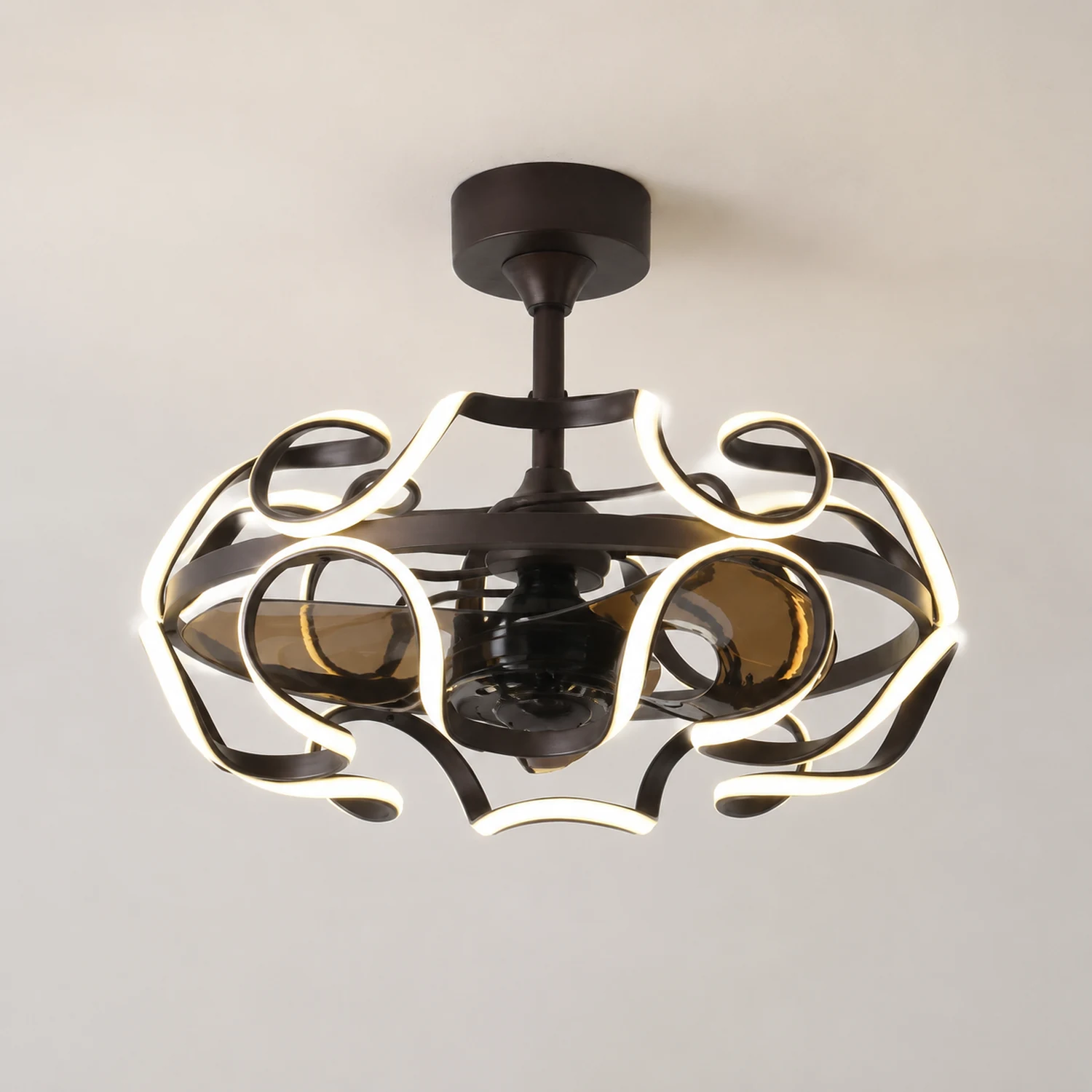 Lacey Deckenventilator mit Beleuchtung Kaffee, ∅60CM - Lumpaz