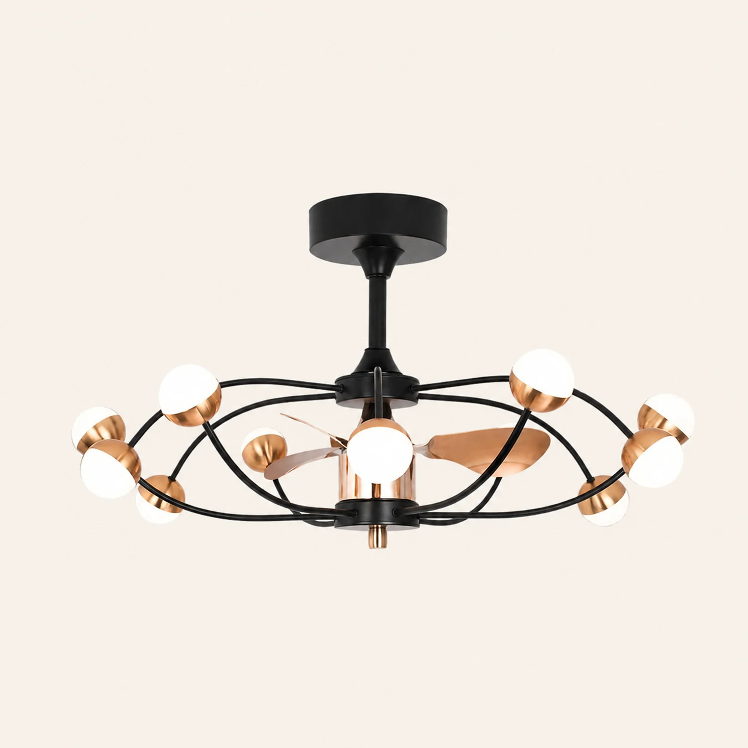 Valentina Deckenventilator mit Beleuchtung, 12-flamming, Metall & Acryl, ∅90CM - Lumpaz