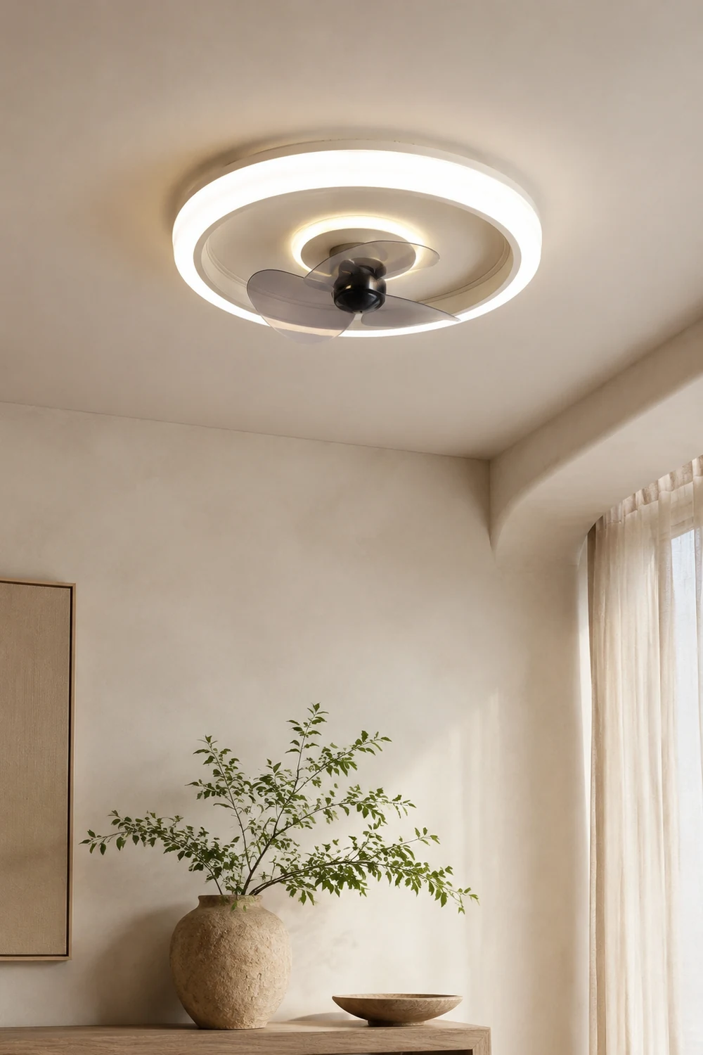 Edge Deckenventilator mit Beleuchtung 2-Licht Ring, 4 Farben, ∅50CM - Lumpaz