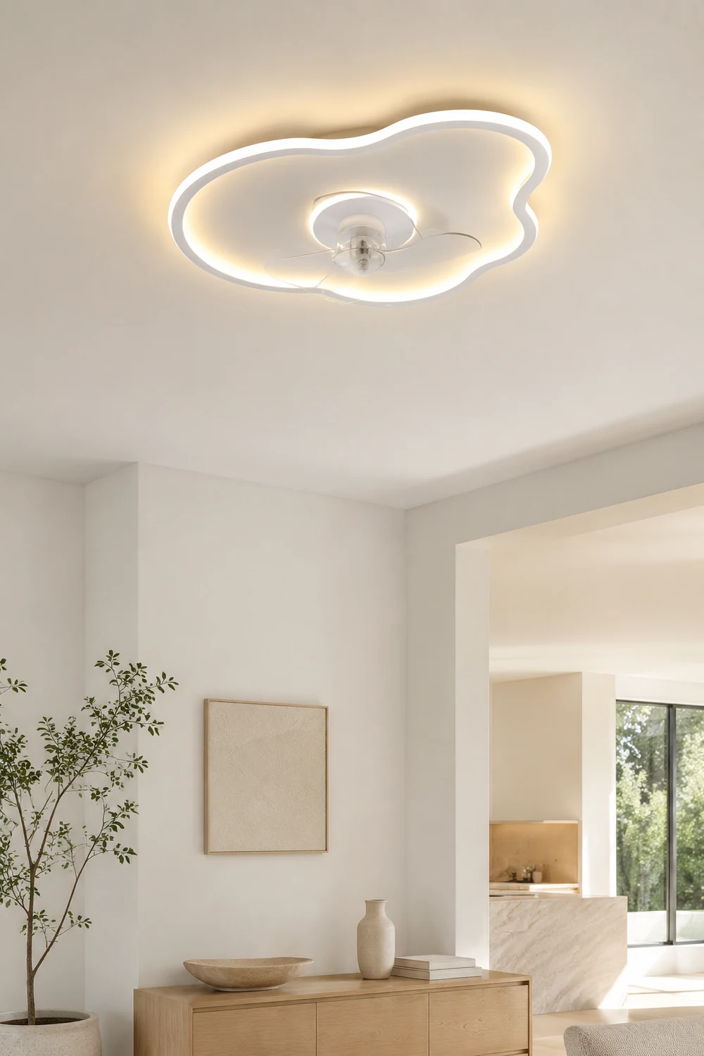 Edge Deckenventilator mit Beleuchtung Weiß, 8 Stile, ∅41/60CM - Lumpaz
