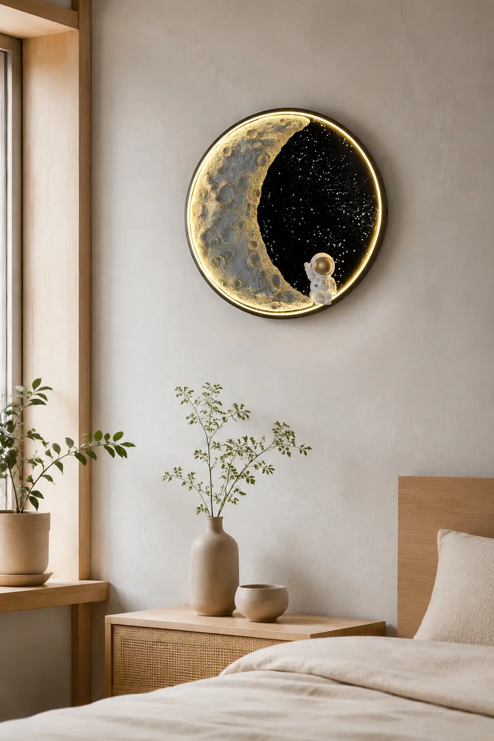 Elif Wandleuchte Astronaut Mond Schwarz, ∅50CM - Lumpaz