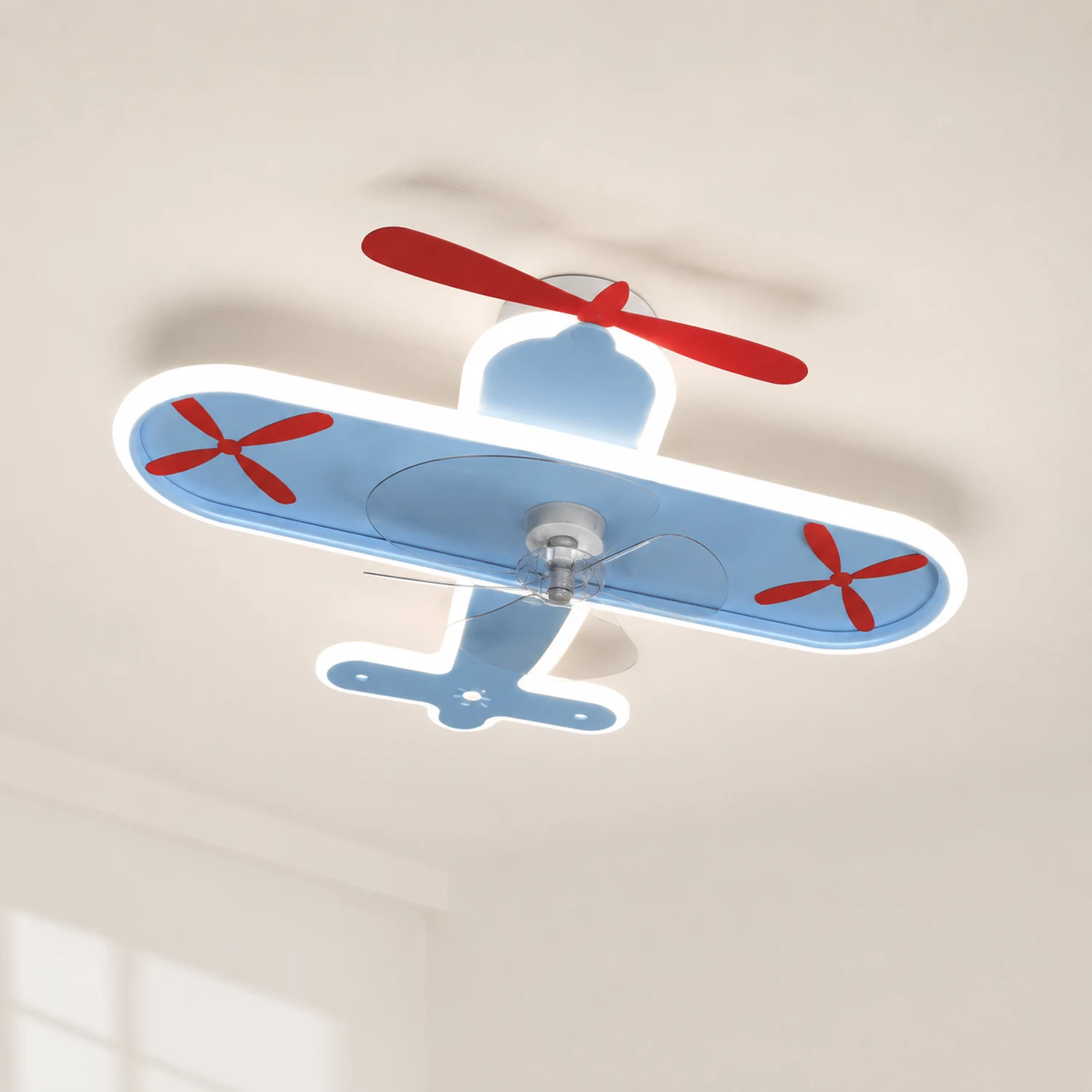 Minori Deckenventilator mit Beleuchtung Flugzeug Blau, 53CM Lang - Lumpaz