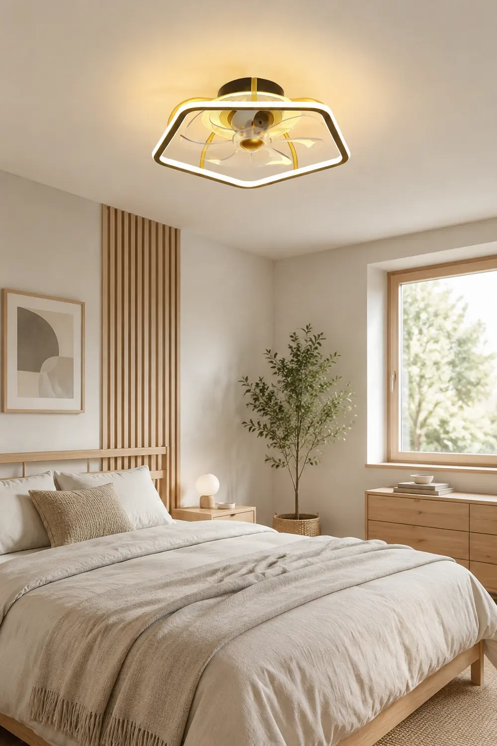 Edge Deckenventilator mit Beleuchtung Pentagon Schwarz 7-Blatt, 48CM Lang - Lumpaz