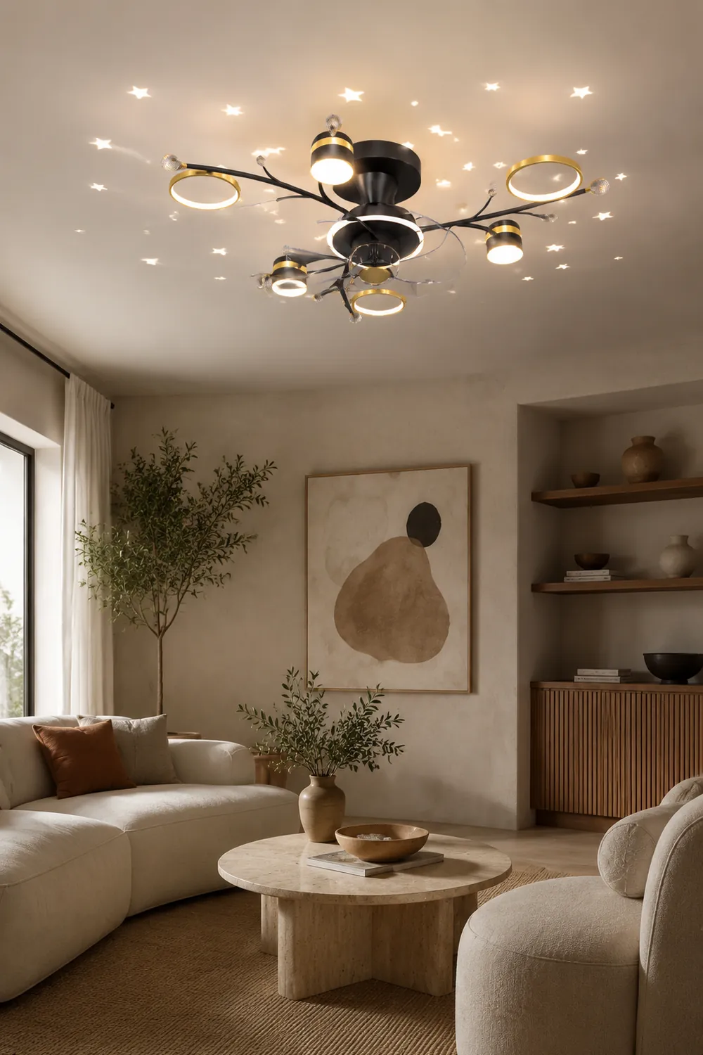 Madina Deckenventilator mit Beleuchtung, 6/8/10-flammig, ∅80/120CM - Lumpaz