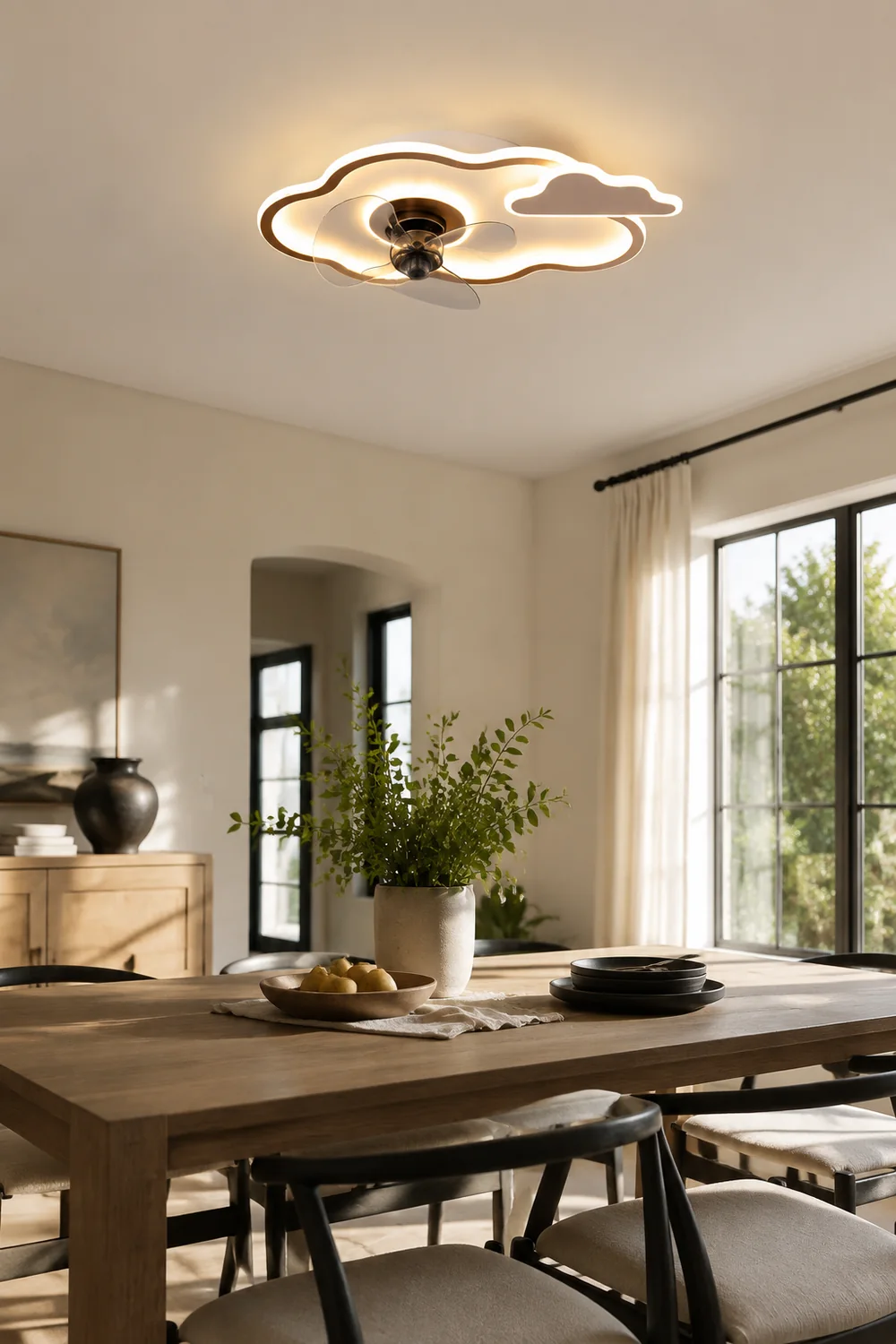 Minori Deckenventilator mit Beleuchtung Wolke & Stern, 3 Farben, ∅52/57CM - Lumpaz