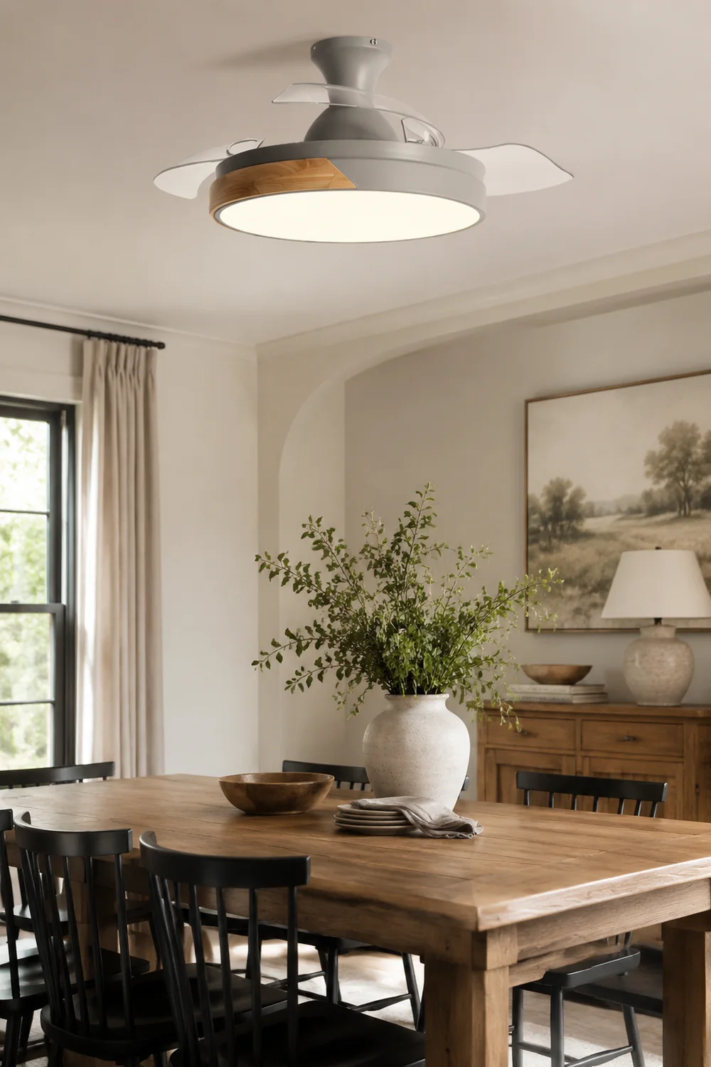 Morandi Deckenventilator mit Beleuchtung Klare Blätter, 5 Farben, ∅90/100CM - Lumpaz