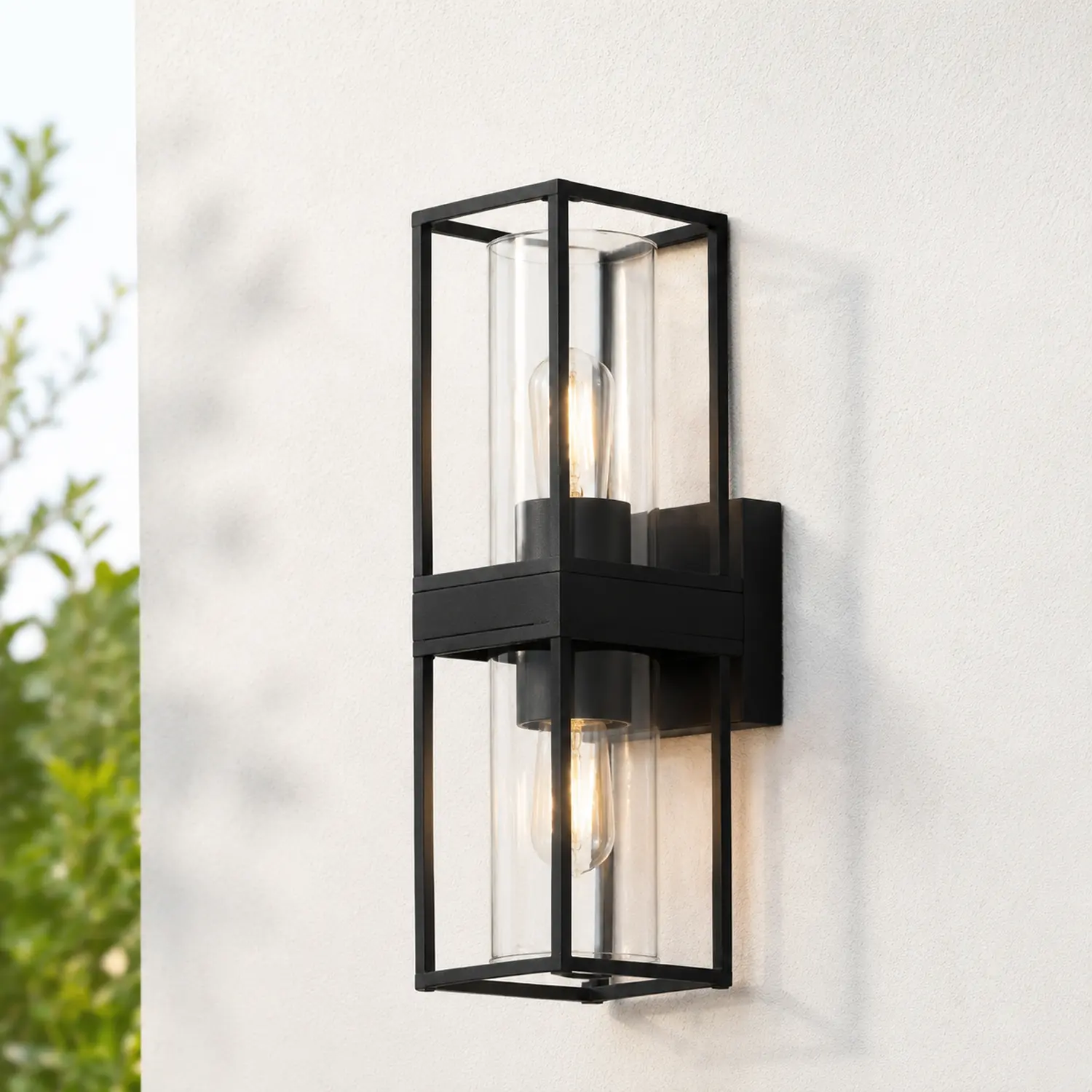 Alessio Rechteck Außenwandleuchte Schwarz, 1/2 flammig, 26/31/39CM Lang - Lumpaz