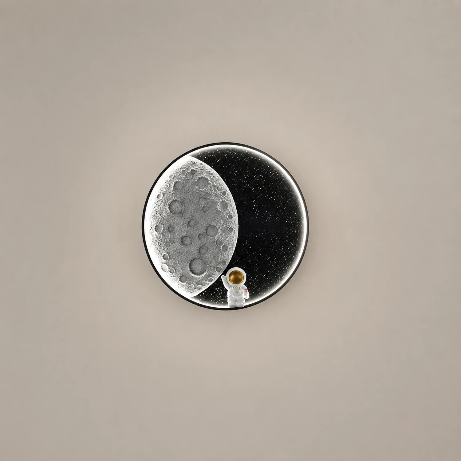 Elif Wandleuchte Astronaut Moon Schwarz, ∅35/50CM - Lumpaz