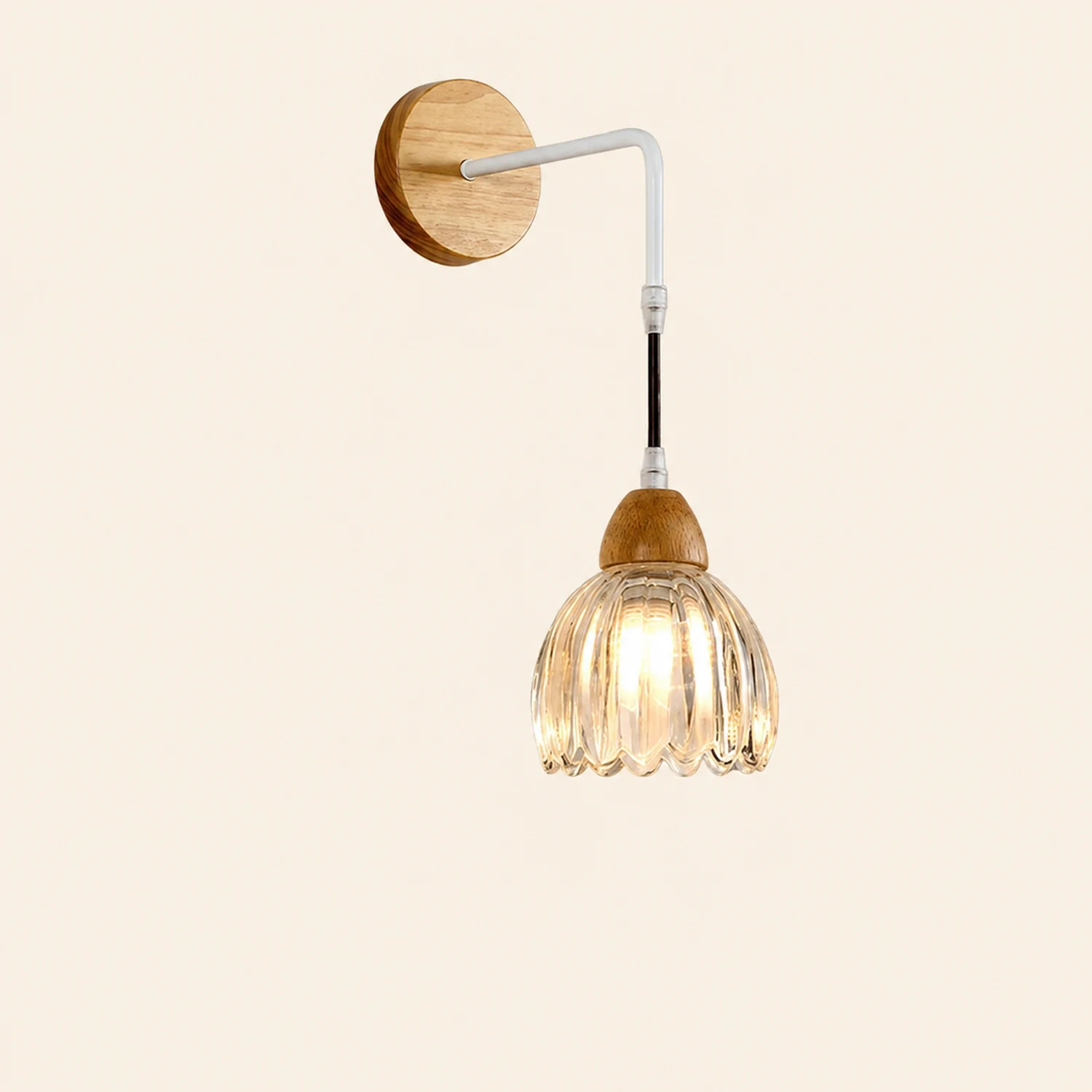 Lily Spiegelfront Wandleuchte Blume, Holz, ∅14CM - Lumpaz