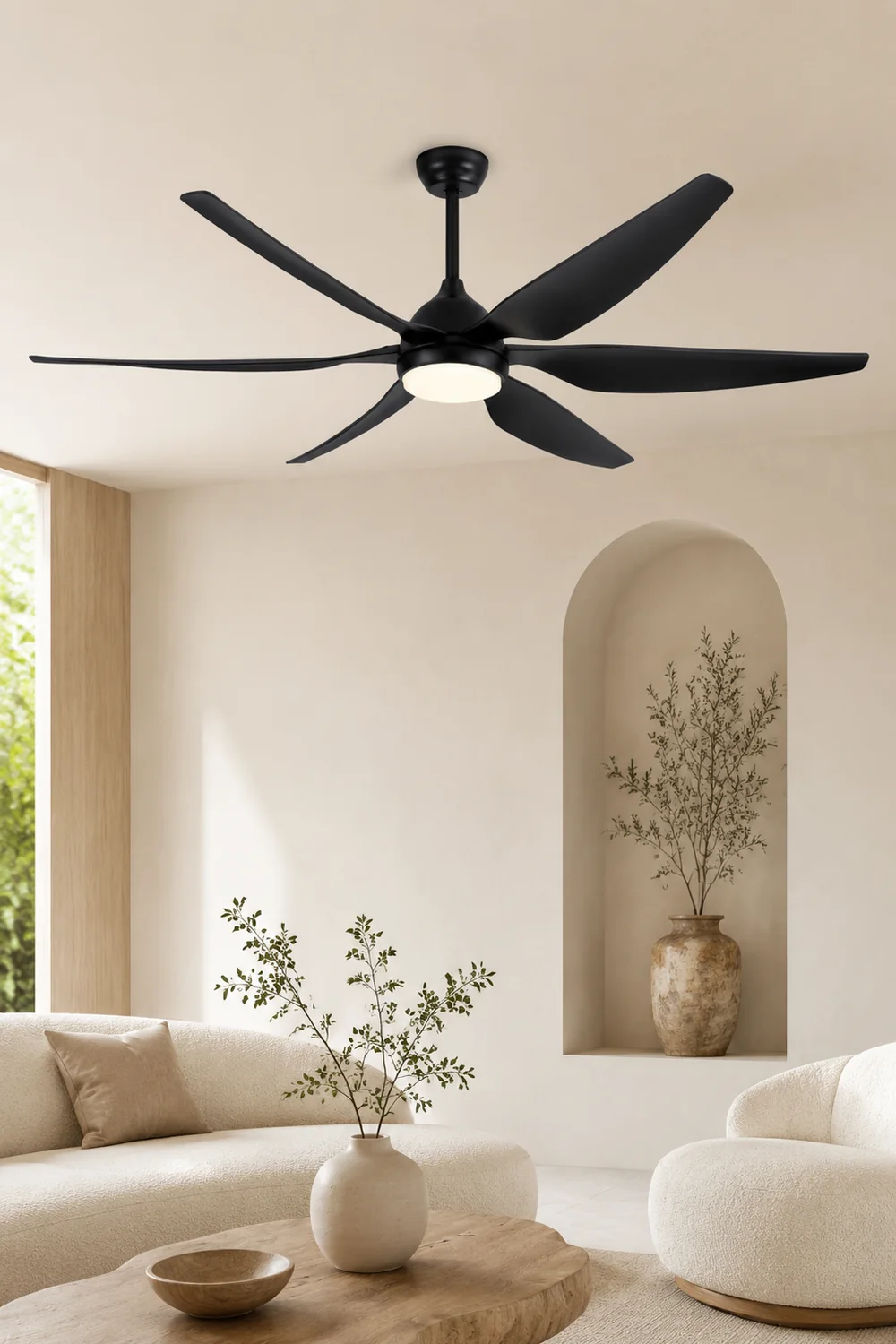 Haydn Deckenventilator mit Beleuchtung Weiß & Schwarz 6-Blatt, ∅137/167CM - Lumpaz