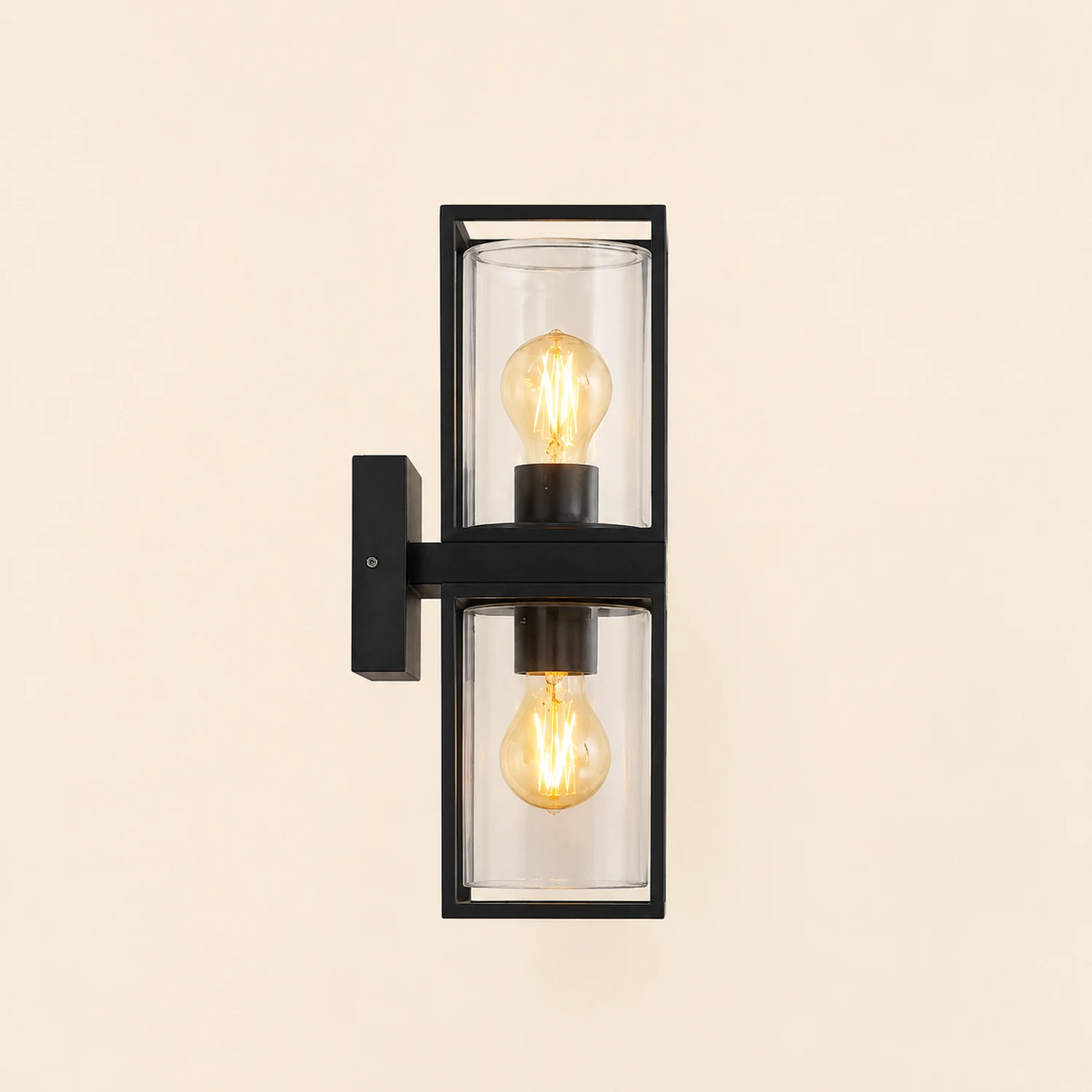 Alessio Rechteck Außenwandleuchte Schwarz, 1/2 flammig, 26/31/39CM Lang - Lumpaz