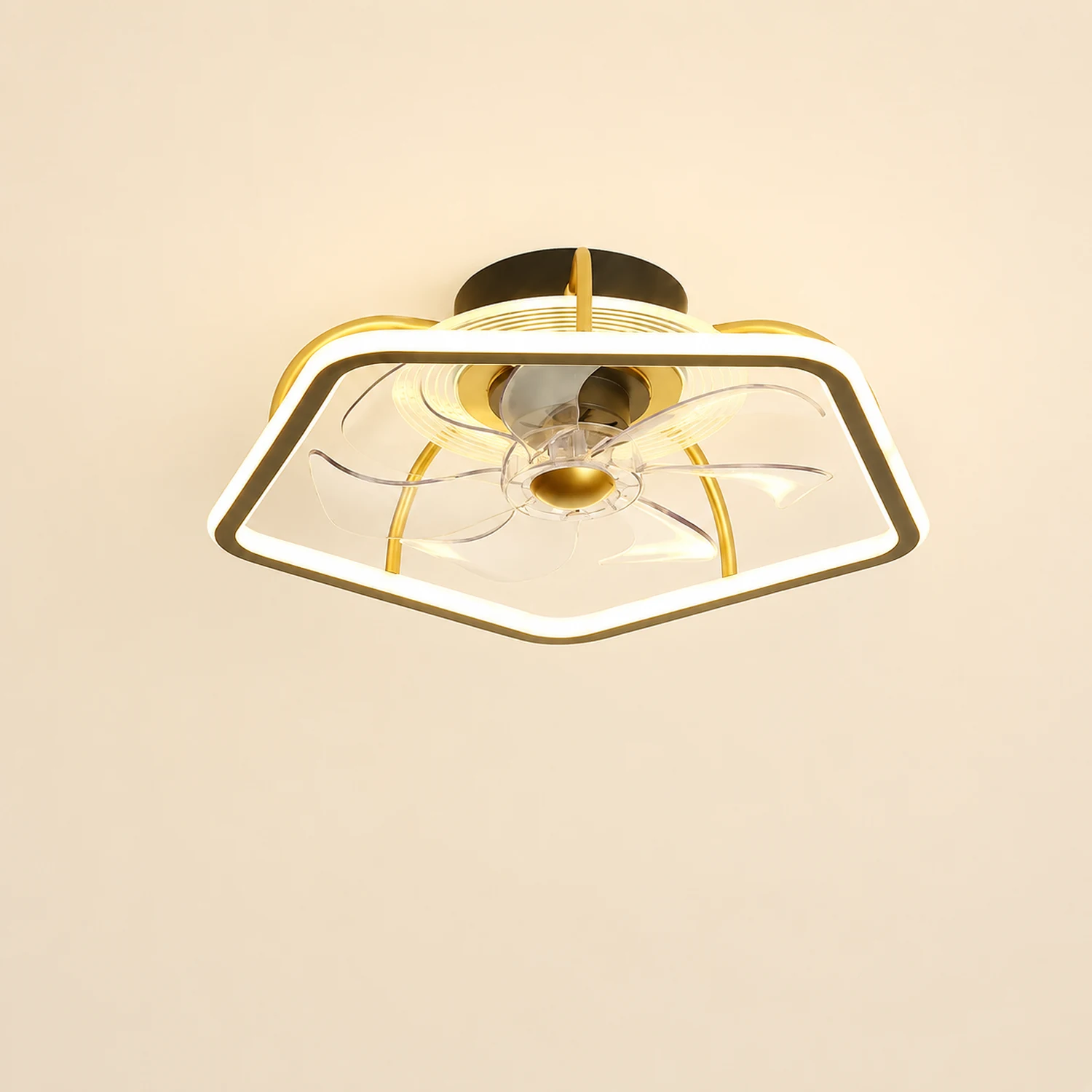 Edge Deckenventilator mit Beleuchtung Pentagon Schwarz 7-Blatt, 48CM Lang - Lumpaz