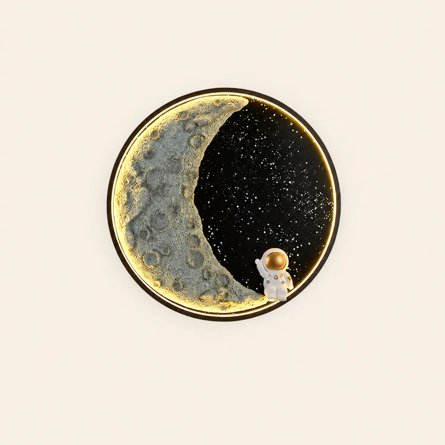 Elif Wandleuchte Astronaut Mond Schwarz, ∅50CM - Lumpaz