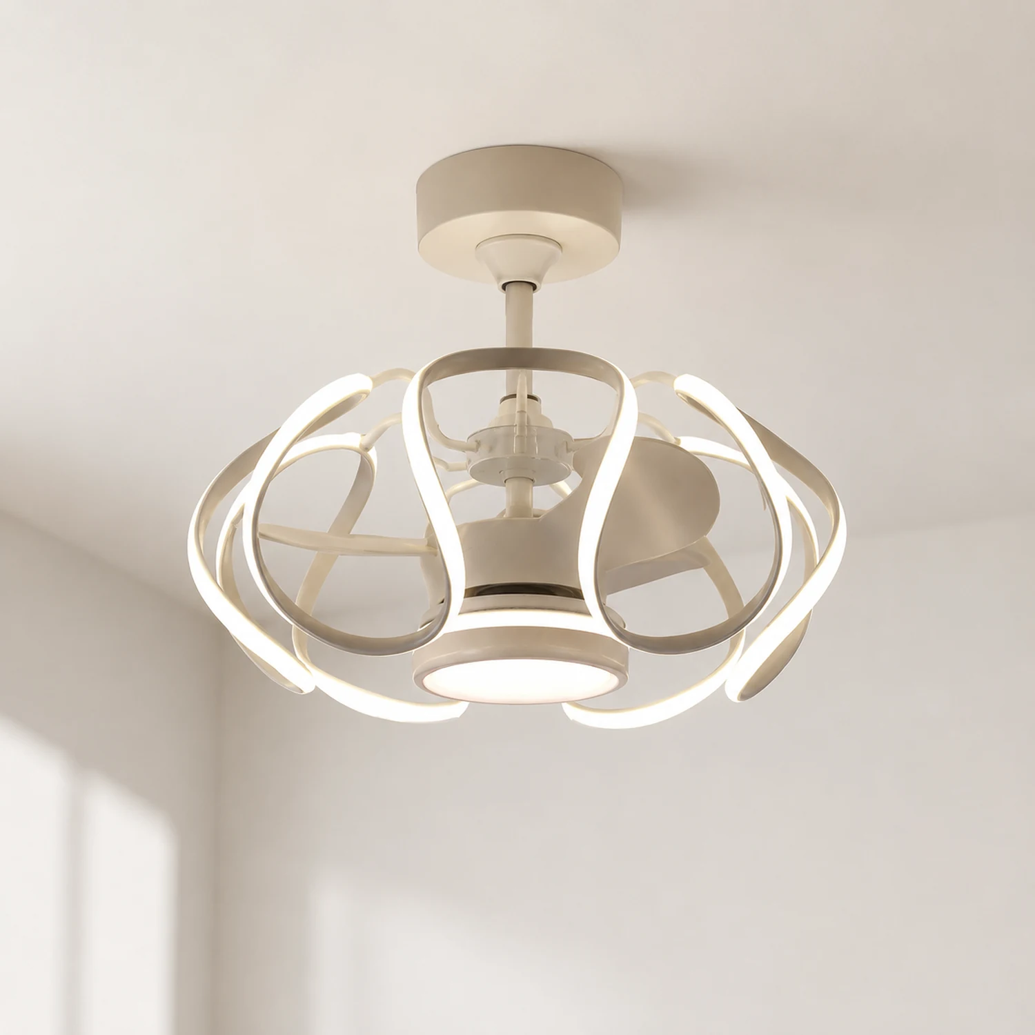 Lacey Deckenventilator mit Beleuchtung Weiß & Kaffee, ∅60CM - Lumpaz