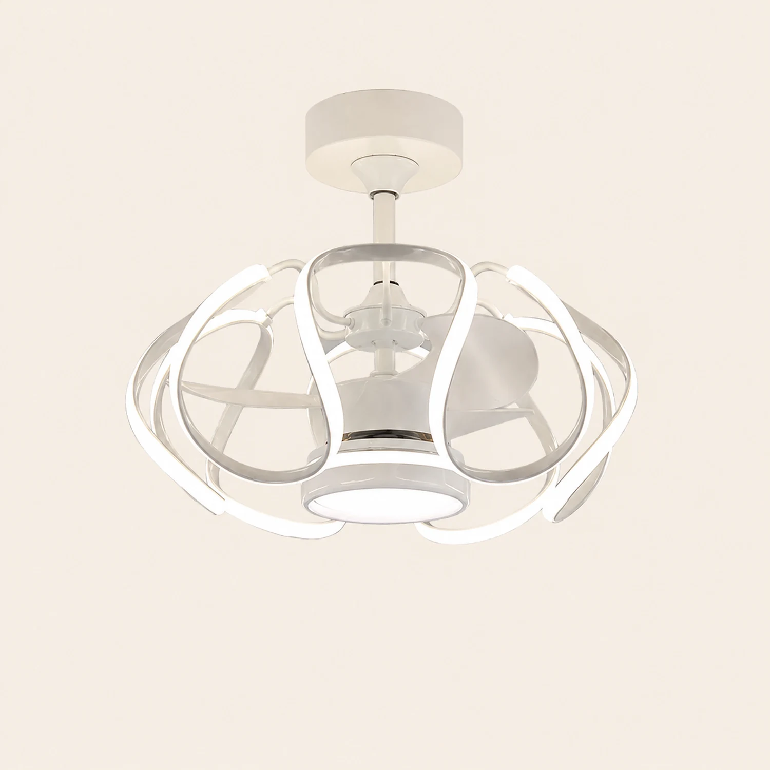 Lacey Deckenventilator mit Beleuchtung Weiß & Kaffee, ∅60CM - Lumpaz