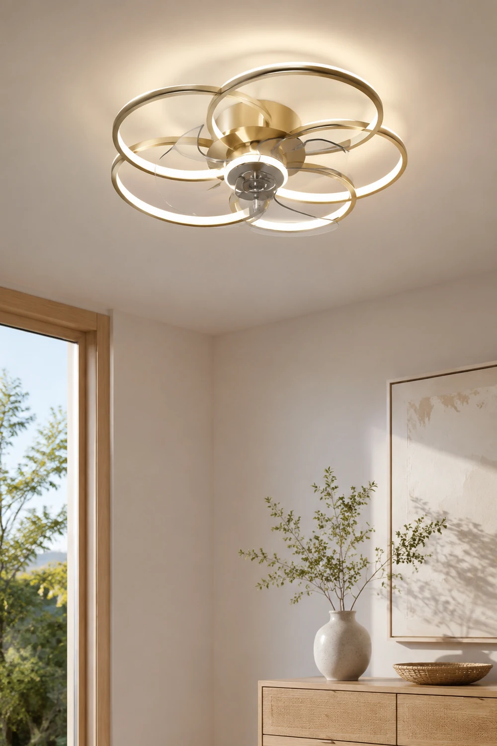 Arisha Deckenventilator mit Beleuchtung, 2 Farben, 4 Stile, ∅51/56/61cm - Lumpaz