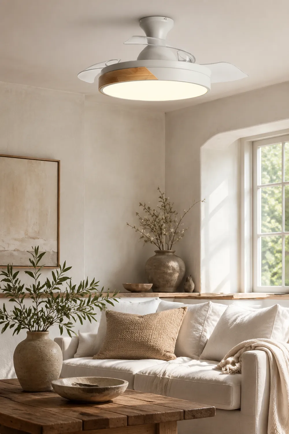 Morandi Deckenventilator mit Beleuchtung Klare Blätter, 5 Farben, ∅90/100CM - Lumpaz