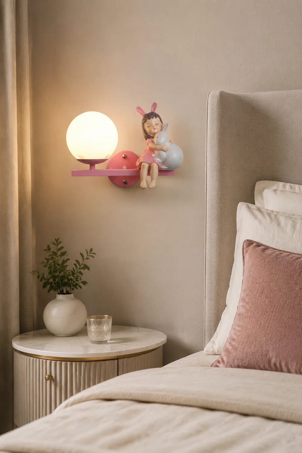Minori Wandleuchte Weiß & Rosa, 20CM Lang - Lumpaz