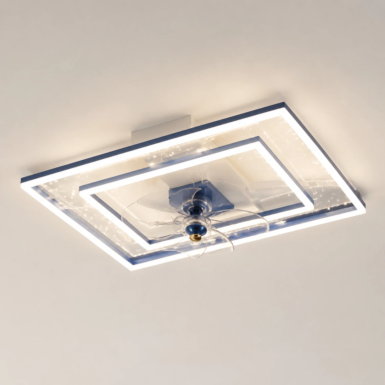 Kelley Deckenventilator mit Beleuchtung Blau & Schwarz, 5 Stile, ∅50/90/110CM - Lumpaz