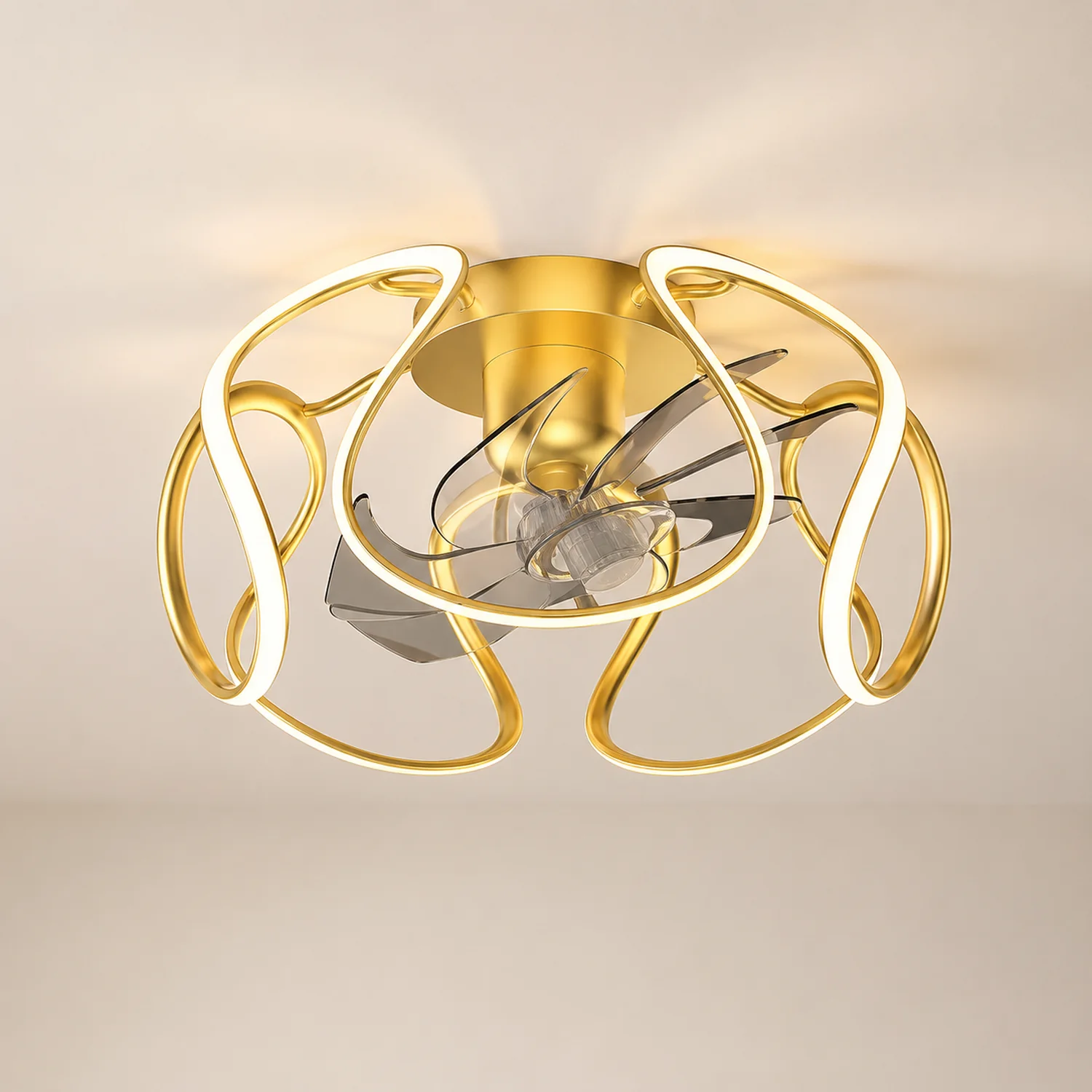 Lacey Deckenventilator mit Beleuchtung Gold, ∅50CM - Lumpaz