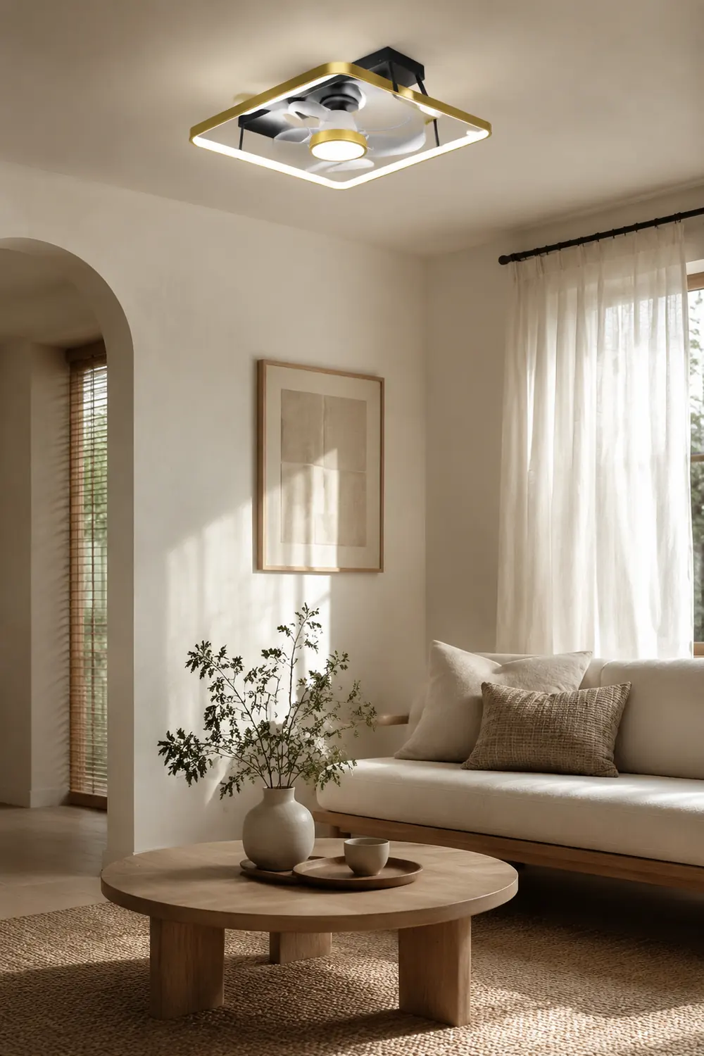 Kelley Deckenventilator mit Beleuchtung Gold, 3 Stile, ∅45/62/110CM - Lumpaz