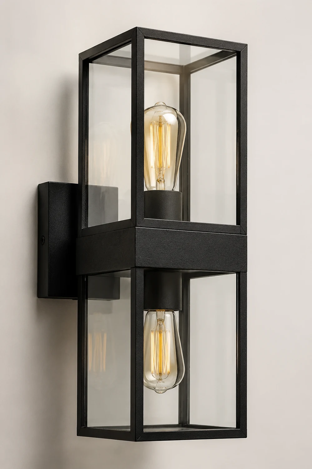 Alessio Rechteck Außenwandleuchte Schwarz, 1/2 flammig, 26/31/39CM Lang - Lumpaz