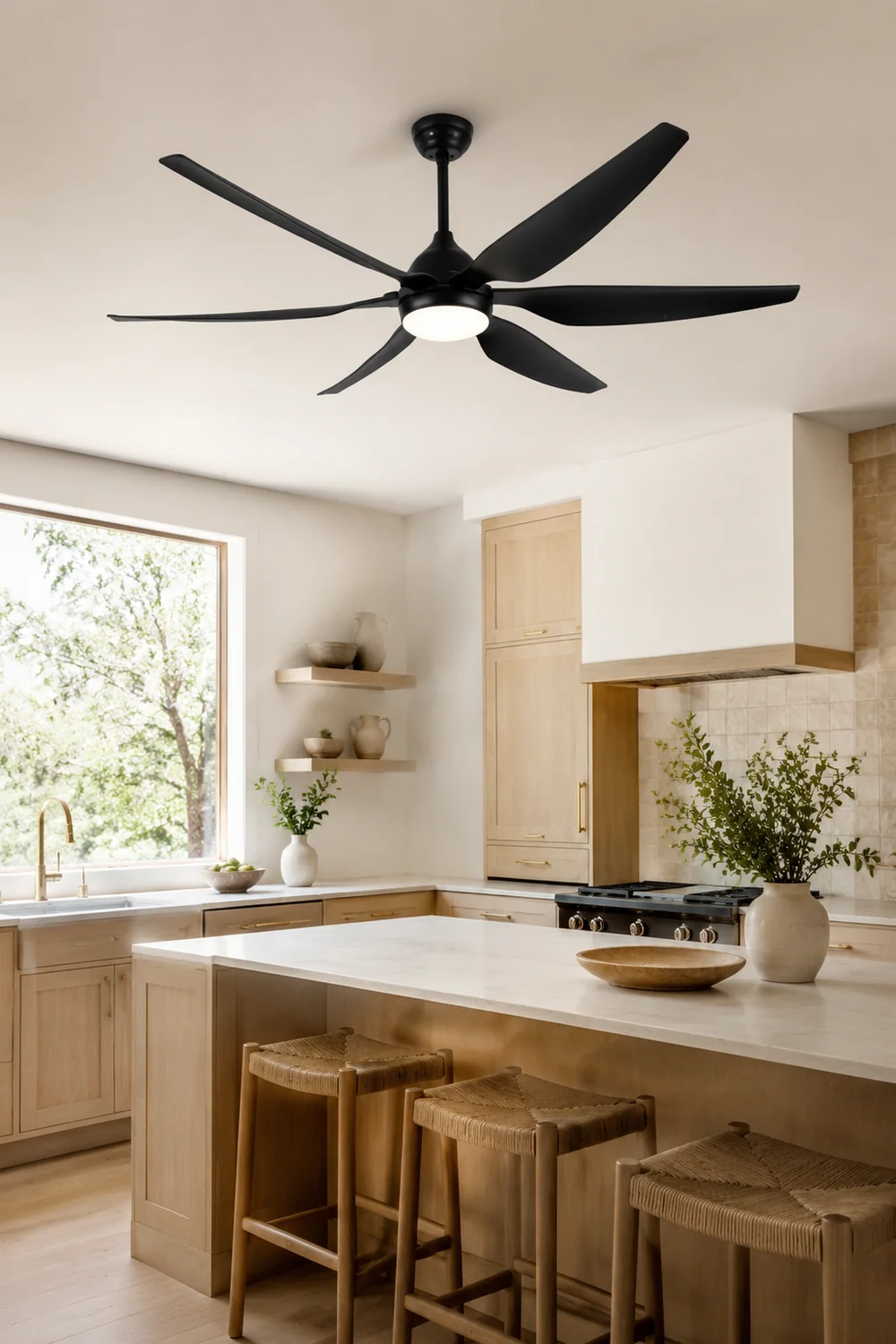 Haydn Deckenventilator mit Beleuchtung Weiß & Schwarz 6-Blatt, ∅137/167CM - Lumpaz