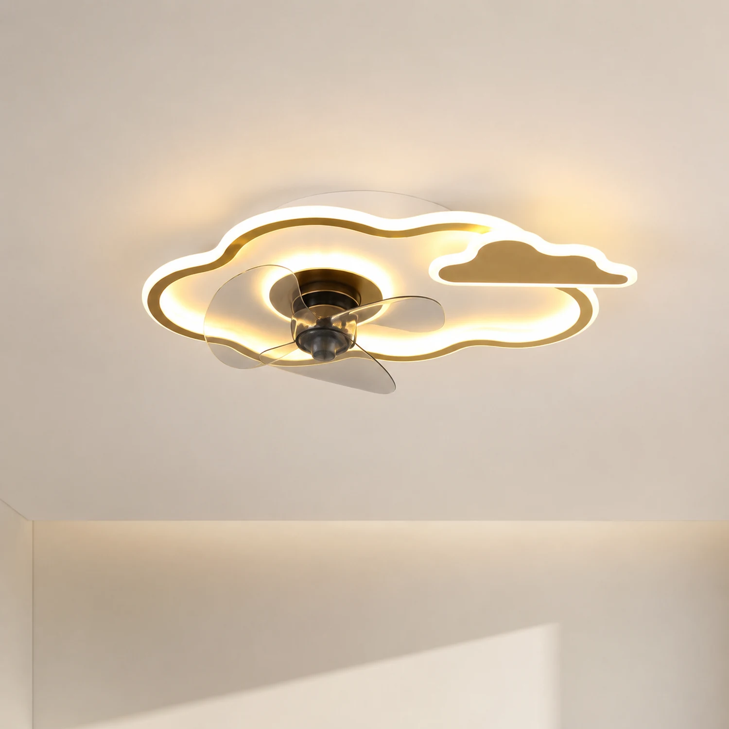 Minori Deckenventilator mit Beleuchtung Wolke & Stern, 3 Farben, ∅52/57CM - Lumpaz