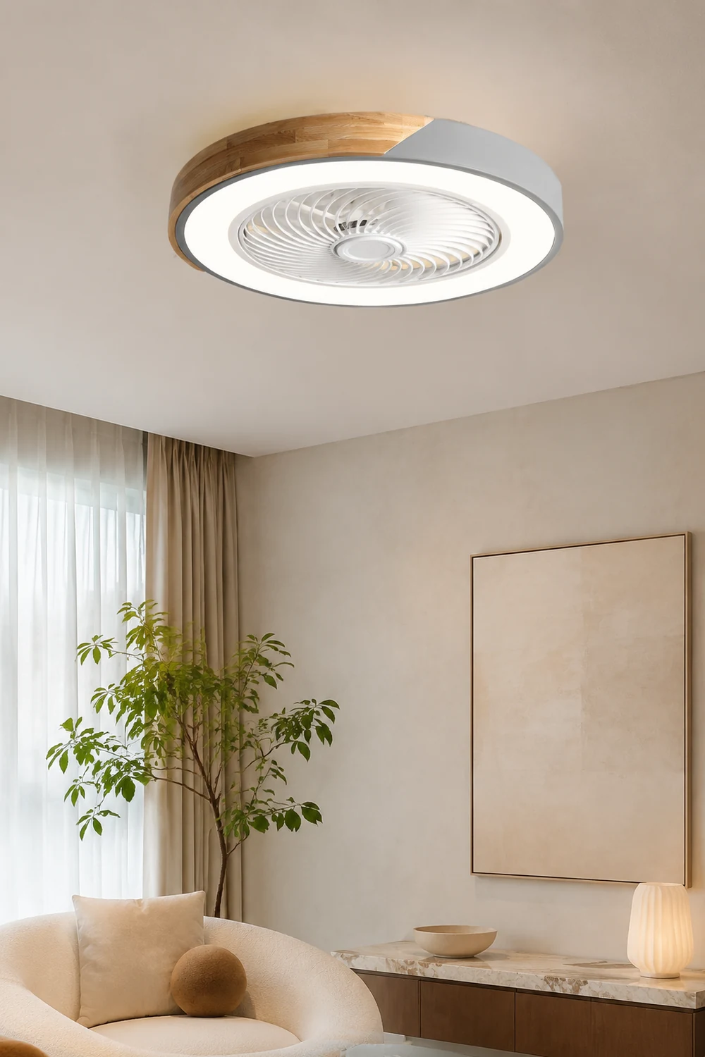 Ozawa Deckenventilator mit Beleuchtung, 5 Farben, ∅52CM - Lumpaz