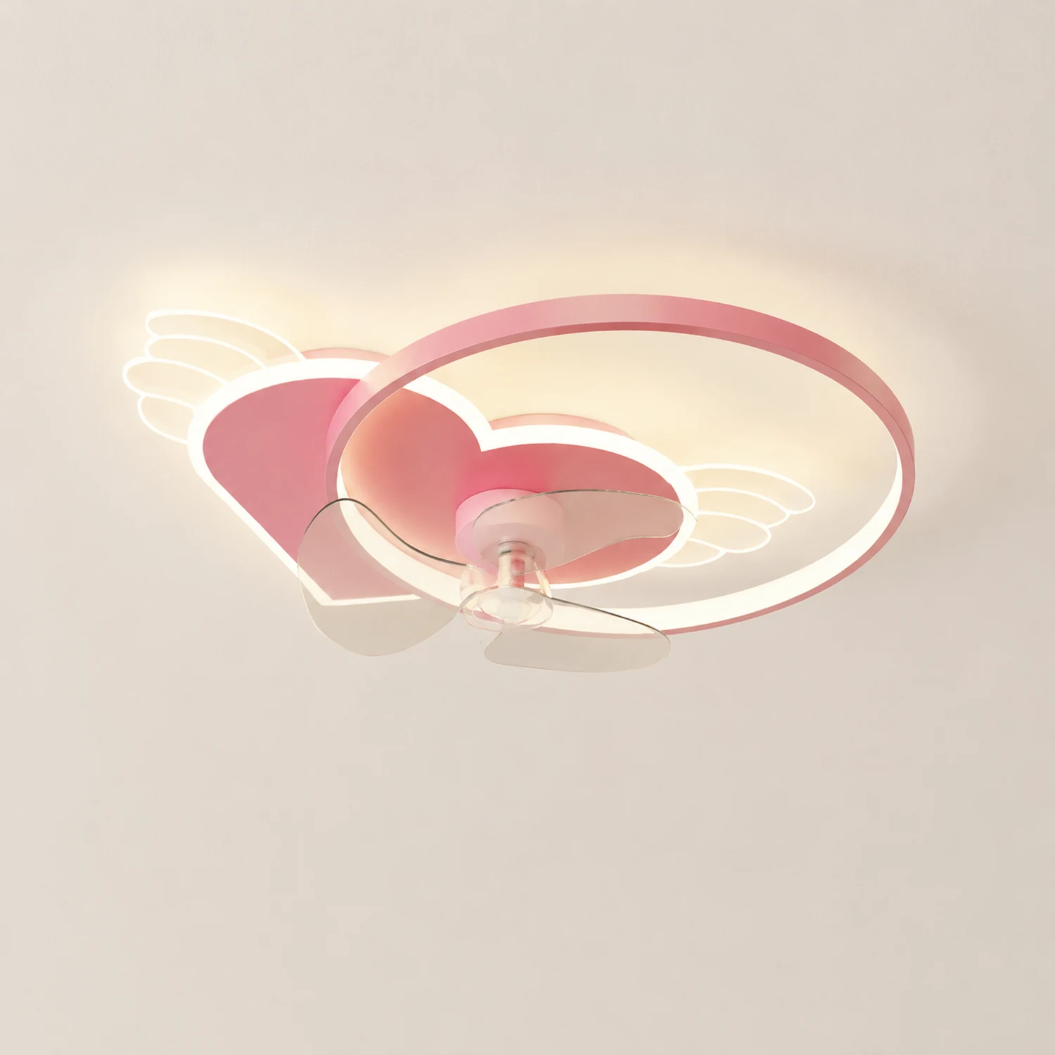 Minori Deckenventilator mit Beleuchtung Herz Rosa, 56CM Lang - Lumpaz