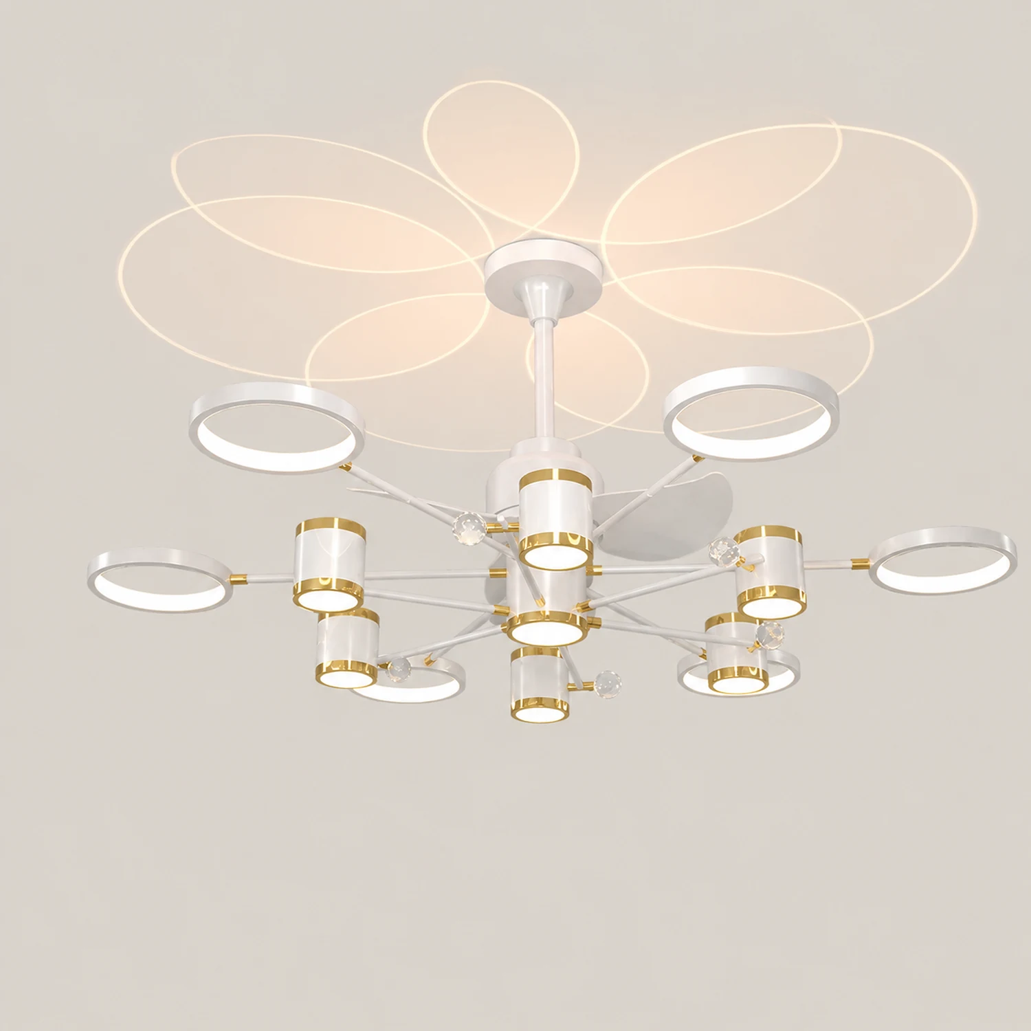 Madina Deckenventilator mit Beleuchtung Weiß & Schwarz, 12-flammig, ∅120CM - Lumpaz