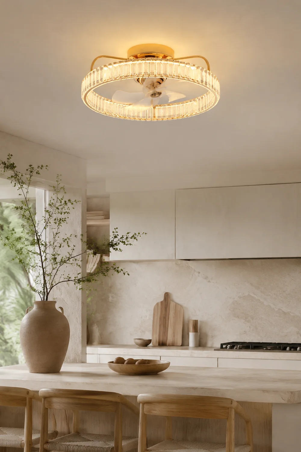 Kelley Deckenventilator mit Beleuchtung Gold, 2 Stile, ∅50/60CM - Lumpaz