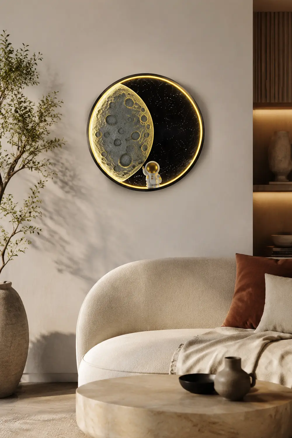 Elif Wandleuchte Astronaut Moon Schwarz, ∅35/50CM - Lumpaz