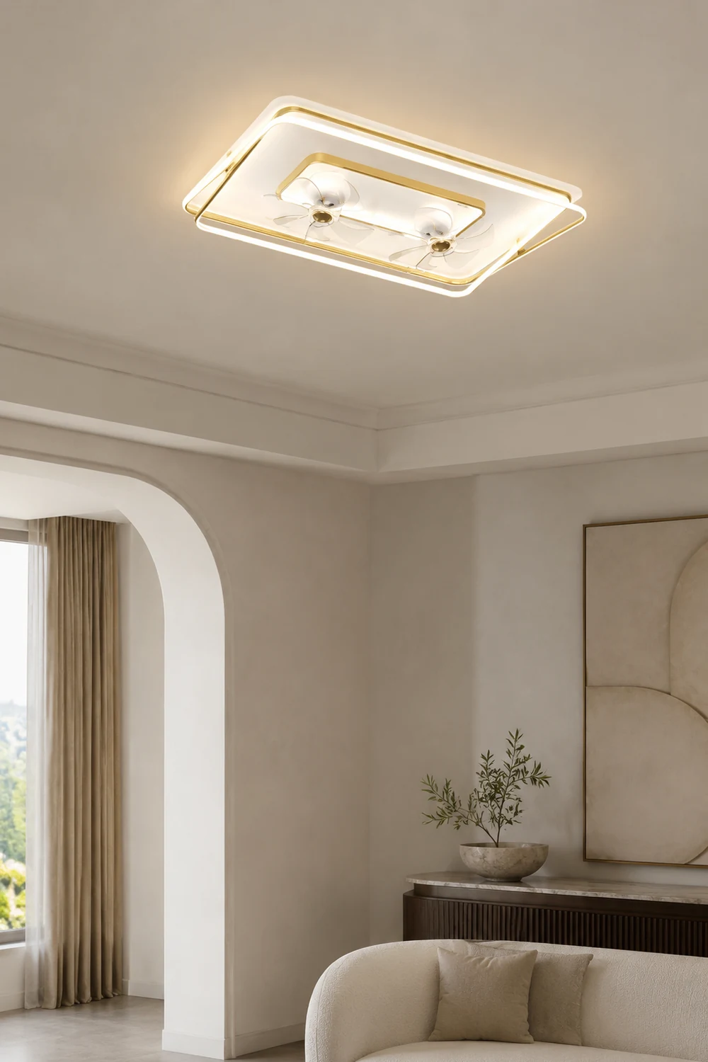 Kelley Deckenventilator mit Beleuchtung Gold, 5 Stile, ∅50/90/110CM - Lumpaz