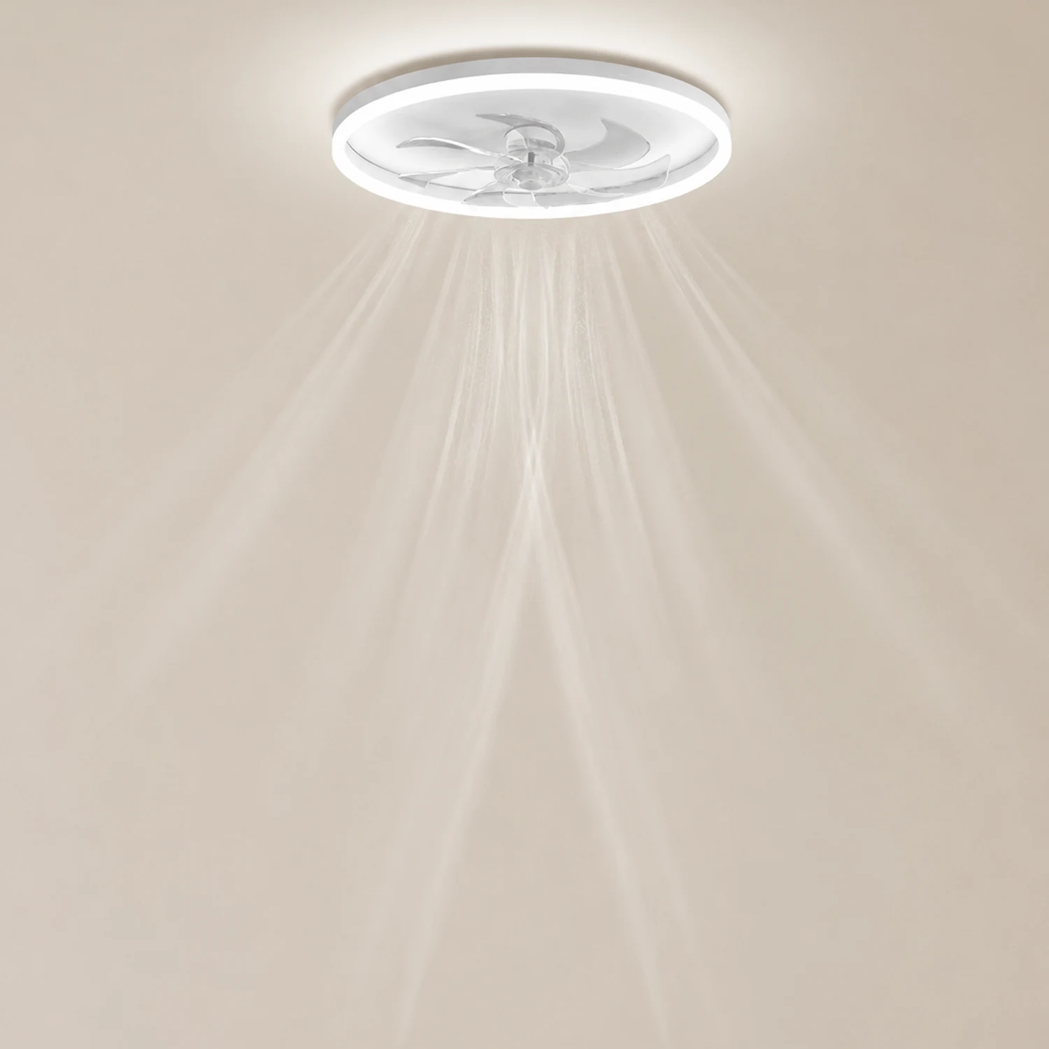 Edge Deckenventilator mit Beleuchtung Ring Weiß 7-Blatt, ∅41/50/60CM - Lumpaz