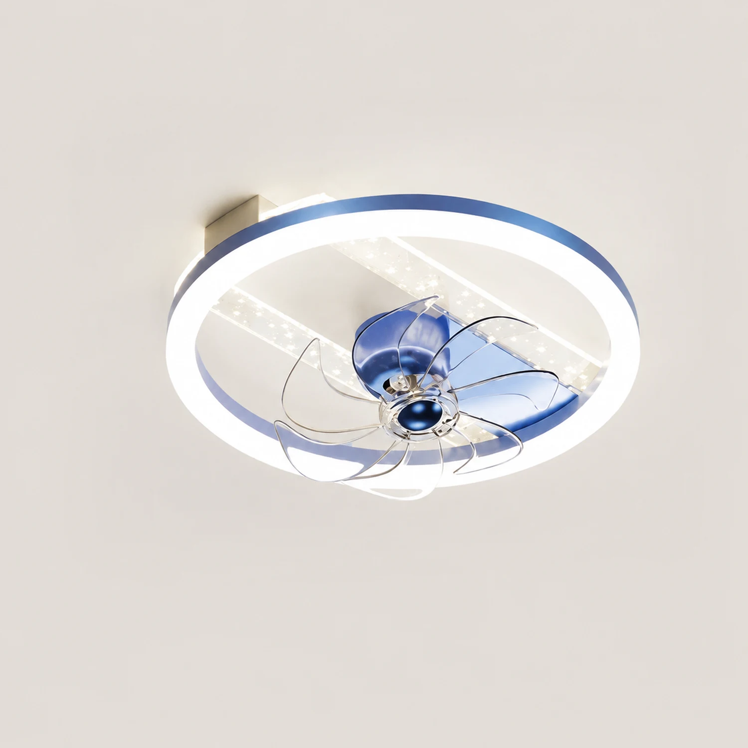 Kelley Deckenventilator mit Beleuchtung Blau & Schwarz, 5 Stile, ∅50/90/110CM - Lumpaz