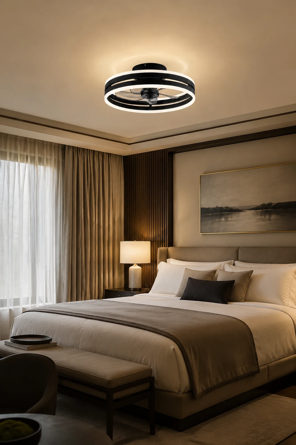 Alessio Deckenventilator mit Beleuchtung Doppel-Layer, 2 Farben, ∅40/50CM - Lumpaz