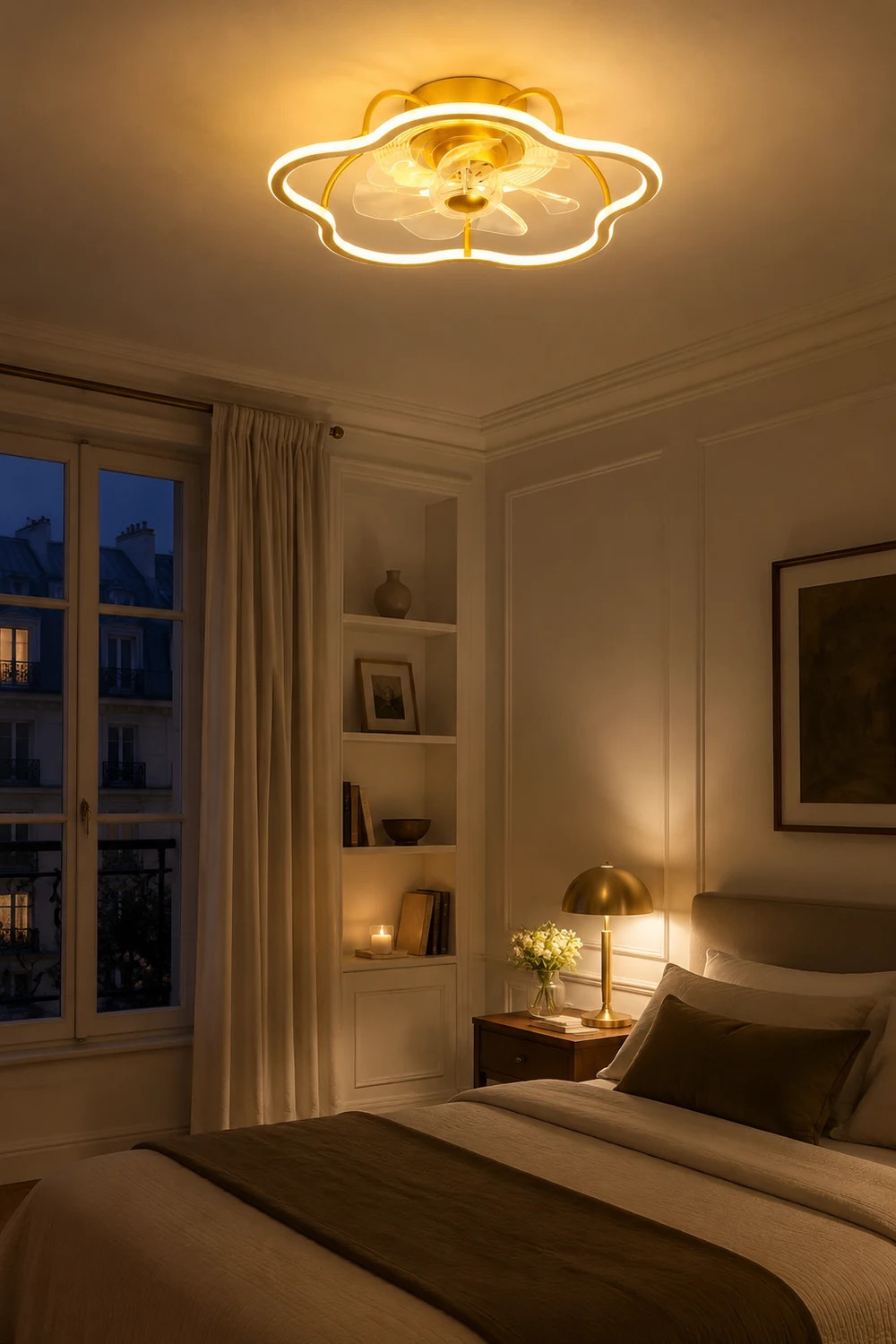 Kelley Deckenventilator mit Beleuchtung Blume Gold, ∅50CM - Lumpaz