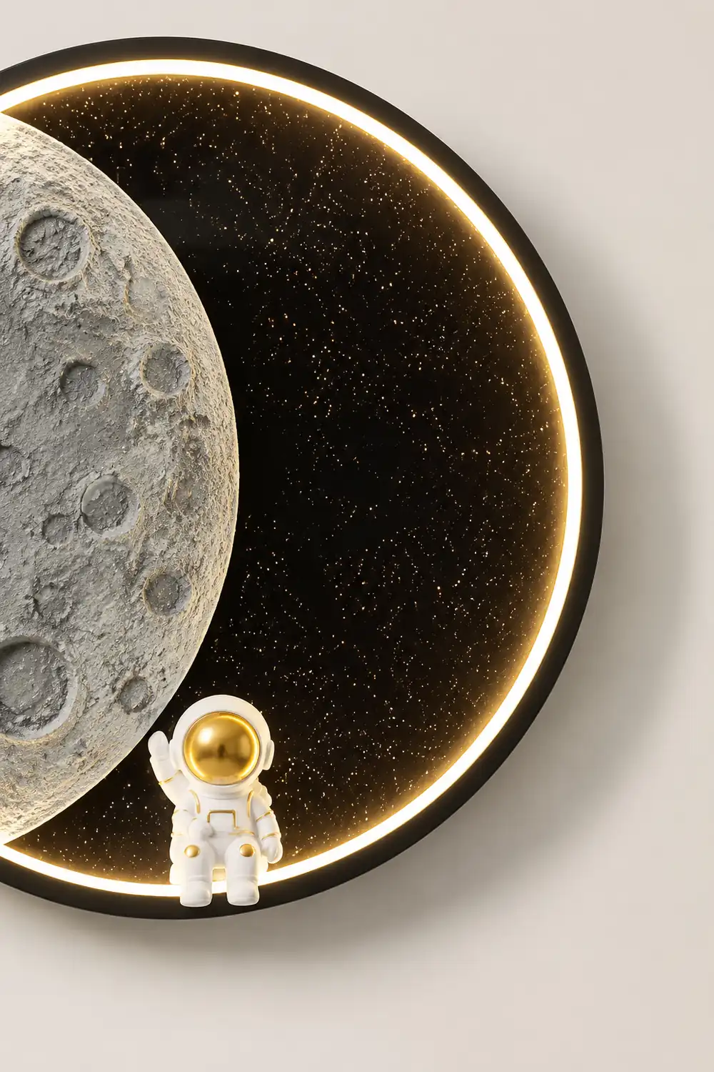 Elif Wandleuchte Astronaut Moon Schwarz, ∅35/50CM - Lumpaz