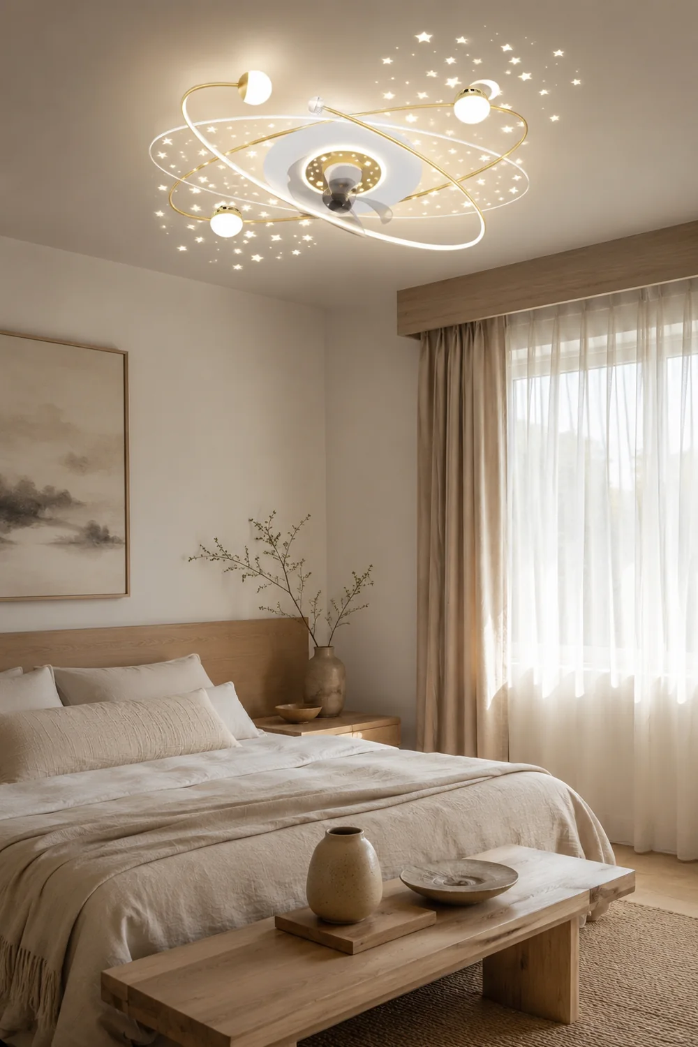 Madina Deckenventilator mit Beleuchtung Sternklar, 3 Farben, ∅110CM - Lumpaz