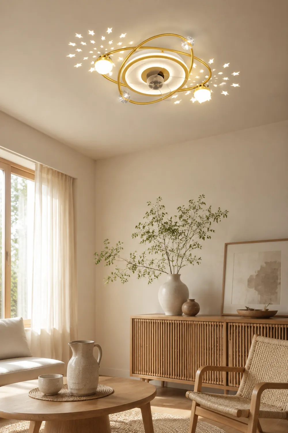 Madina Deckenventilator mit Beleuchtung Stern 3-Blatt, 2 Farben, ∅55CM - Lumpaz