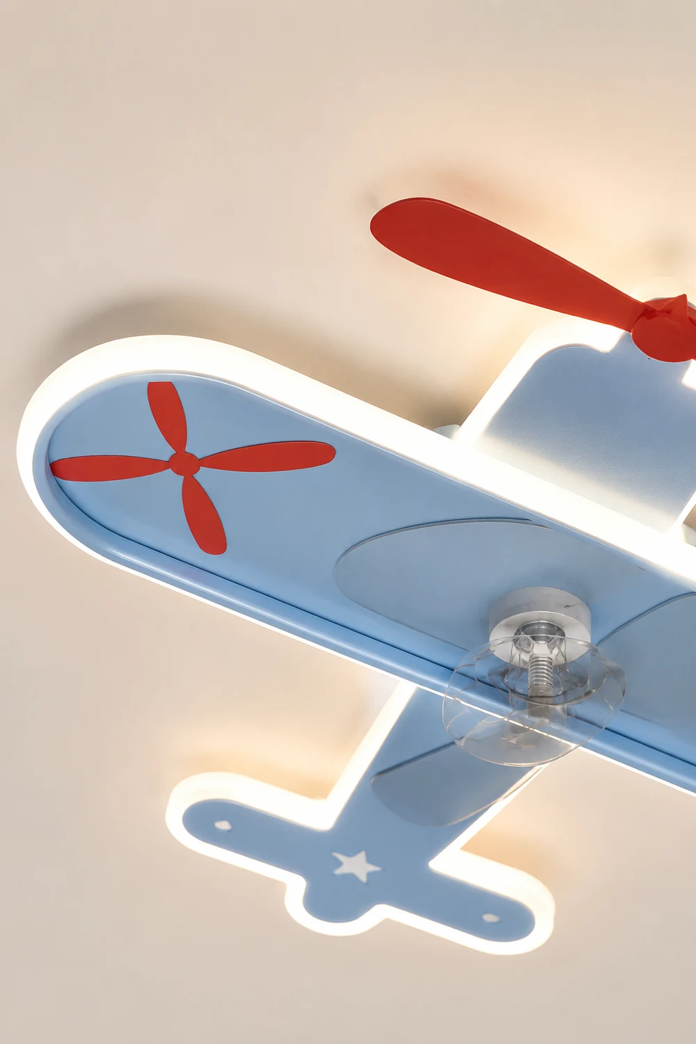 Minori Deckenventilator mit Beleuchtung Flugzeug Blau, 53CM Lang - Lumpaz