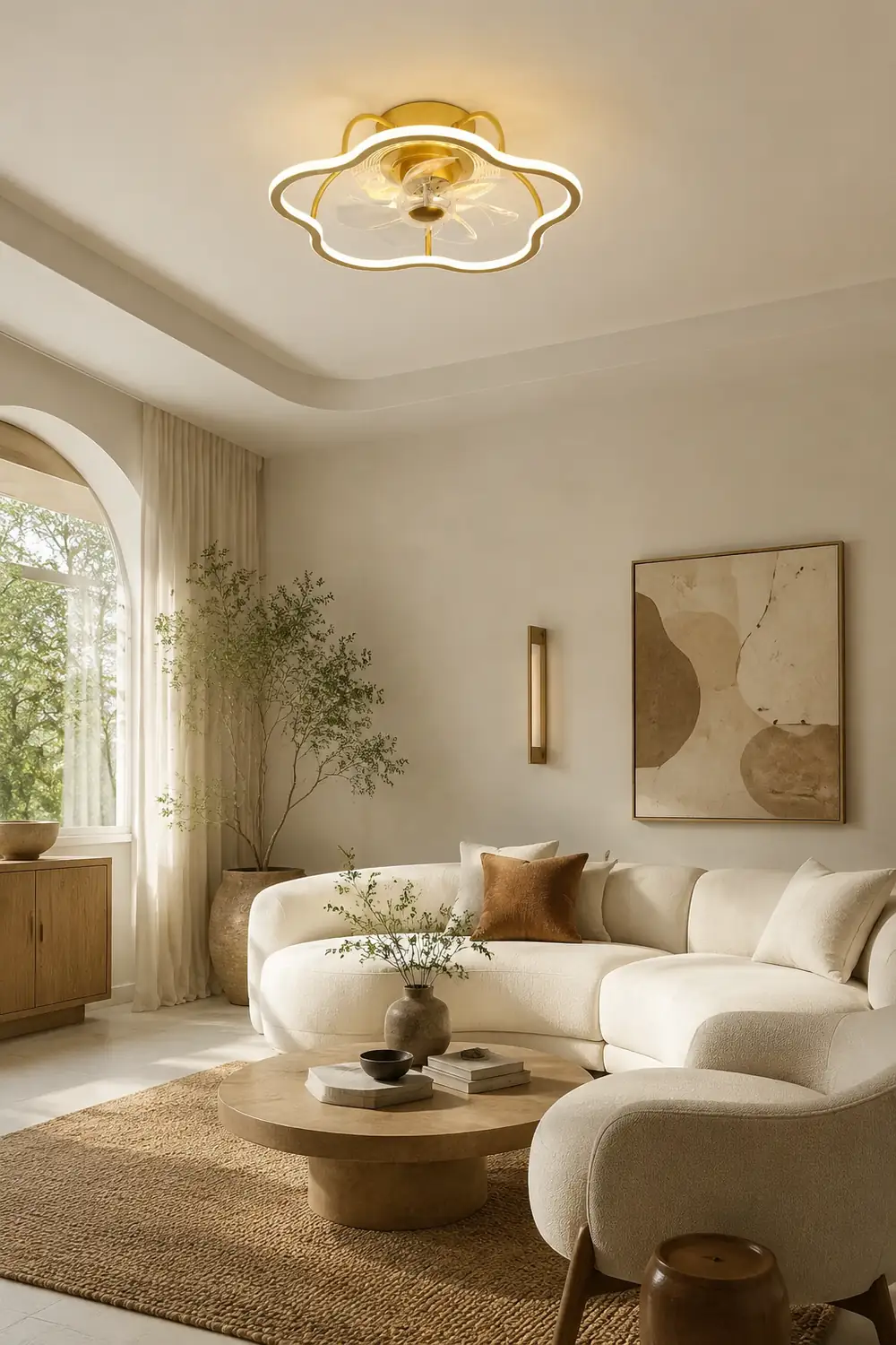 Kelley Deckenventilator mit Beleuchtung Blume Gold, ∅50CM - Lumpaz