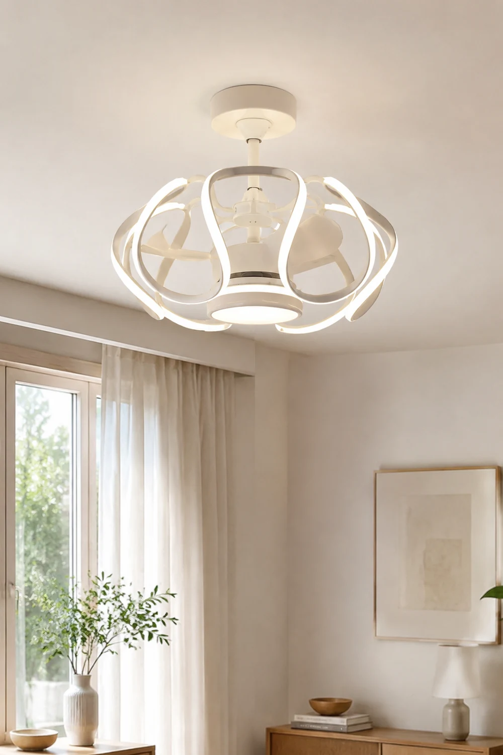 Lacey Deckenventilator mit Beleuchtung Weiß & Kaffee, ∅60CM - Lumpaz