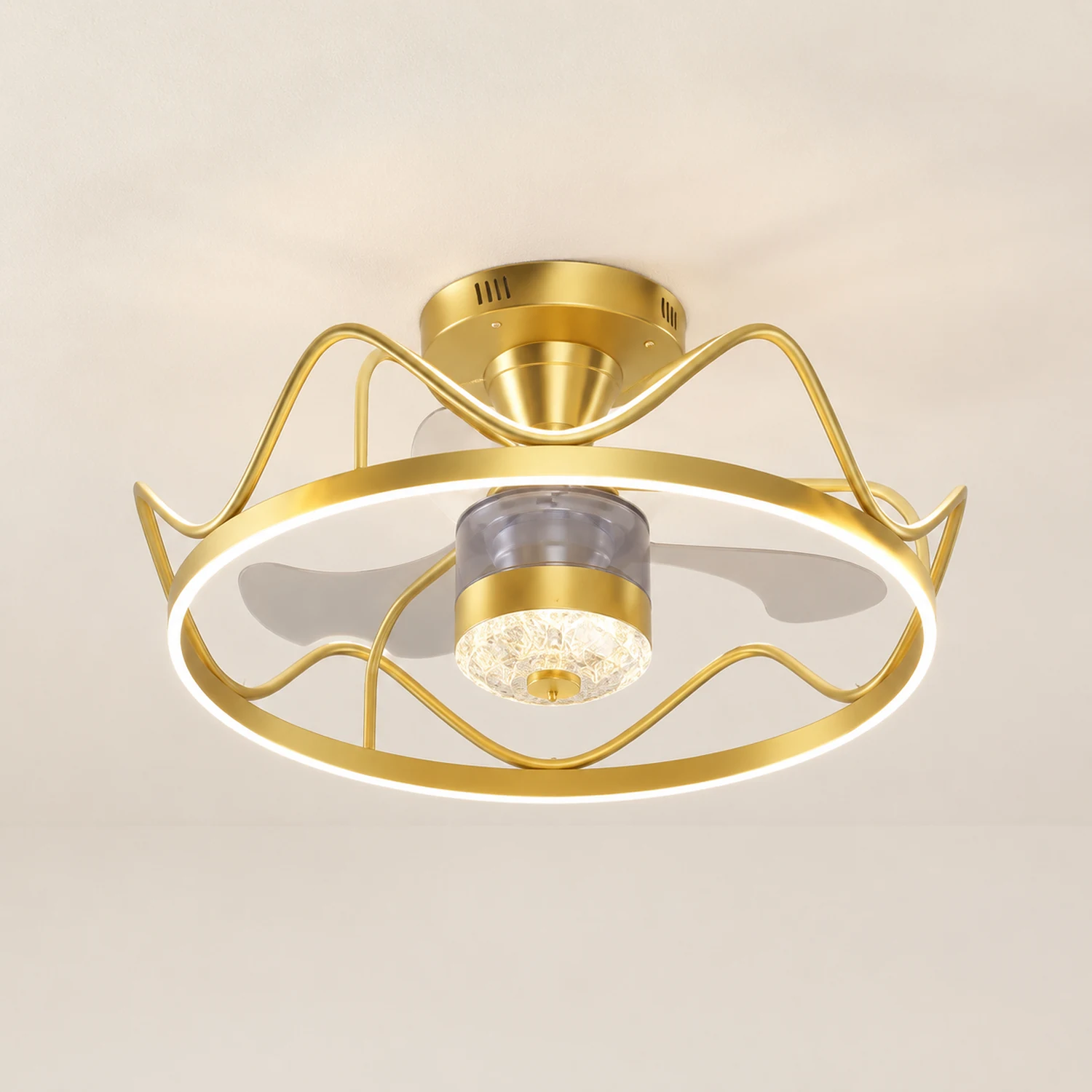 Kelley Deckenventilator mit Beleuchtung Gold & Schwarz, ∅65CM - Lumpaz