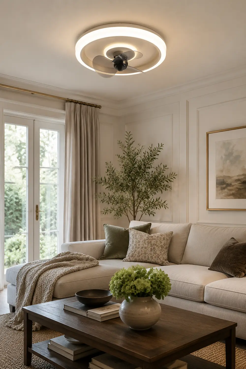 Edge Deckenventilator mit Beleuchtung 2-Licht Ring, 4 Farben, ∅50CM - Lumpaz