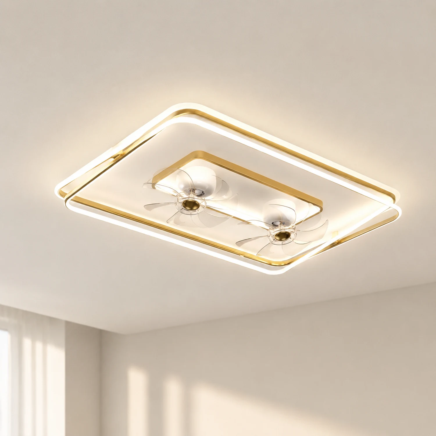 Kelley Deckenventilator mit Beleuchtung Gold, 5 Stile, ∅50/90/110CM - Lumpaz